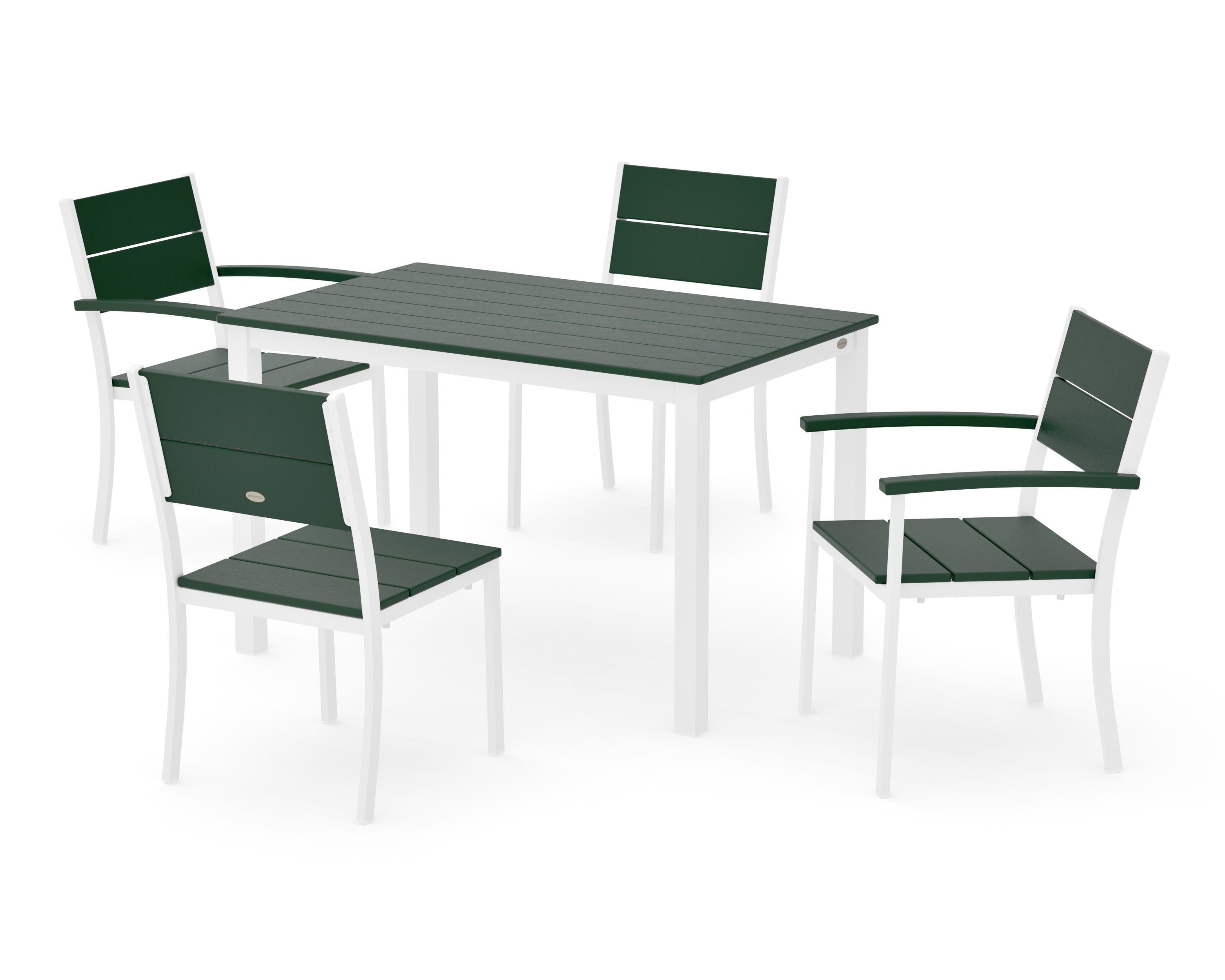 Main Street 5-Piece Dining Set in White / Green