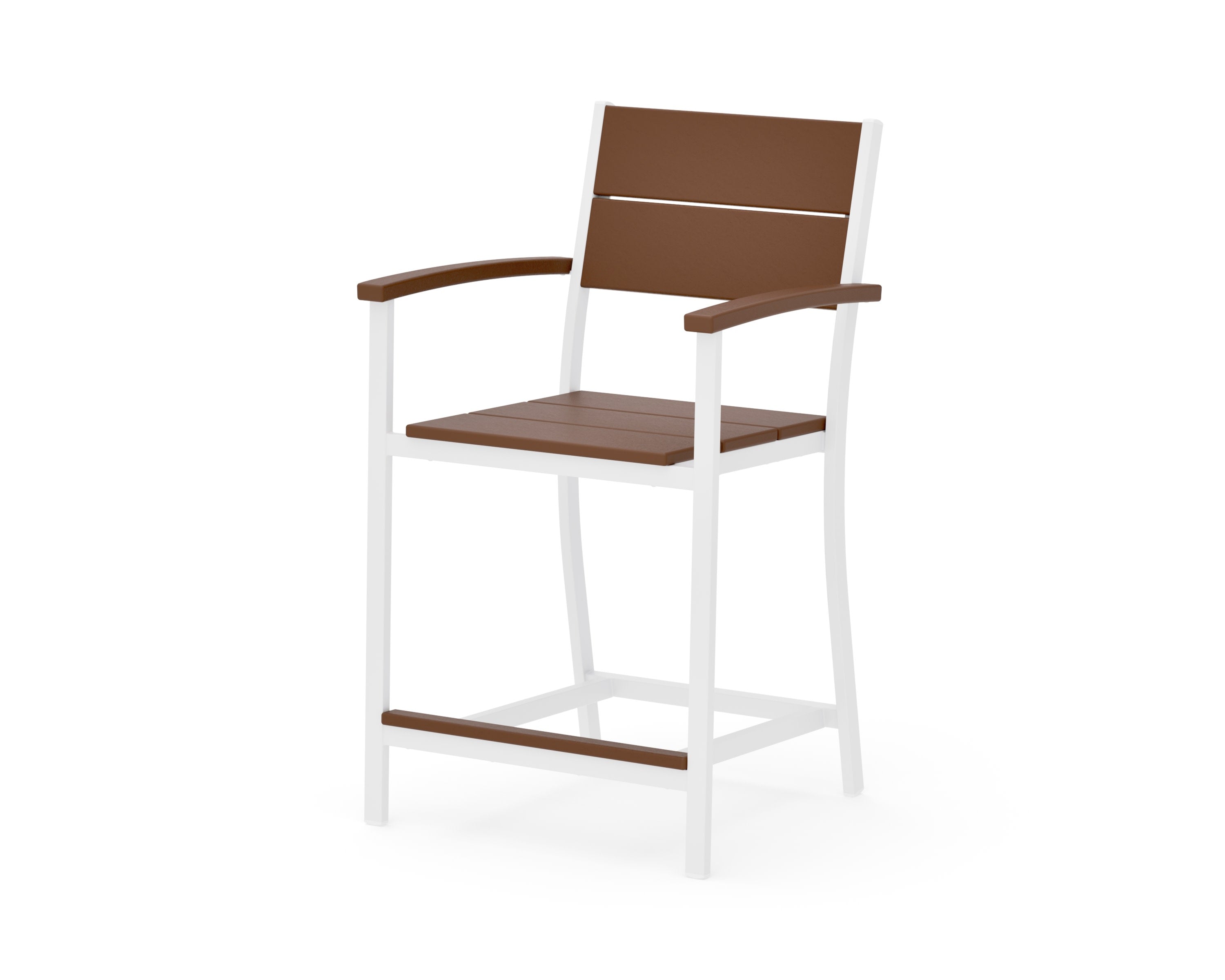 Main Street Counter Arm Chair in White / Teak
