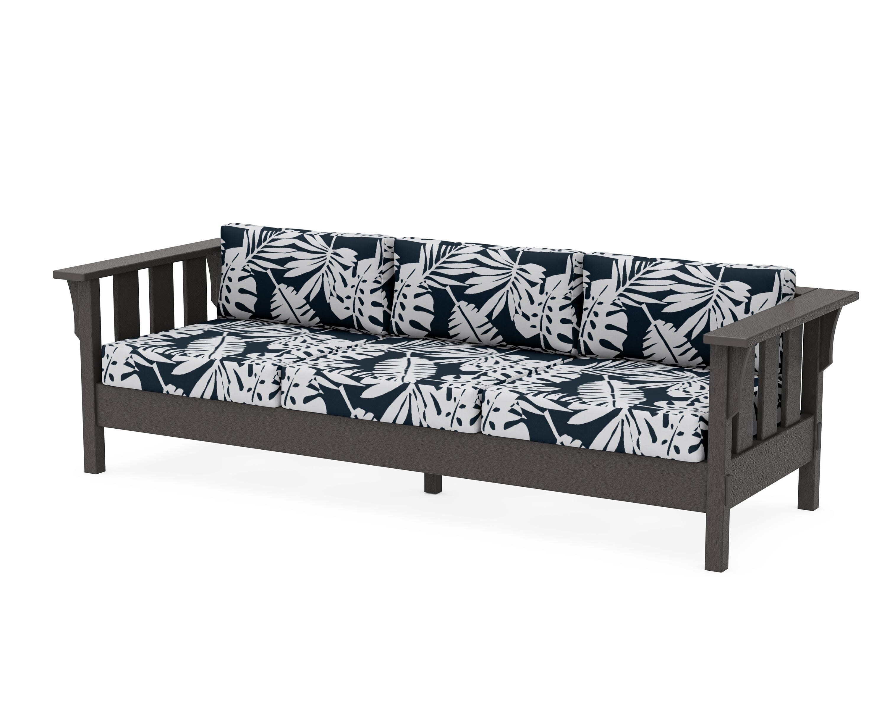 Acadia Deep Seating Sofa in Vintage Coffee / Leaf Marine Indigo