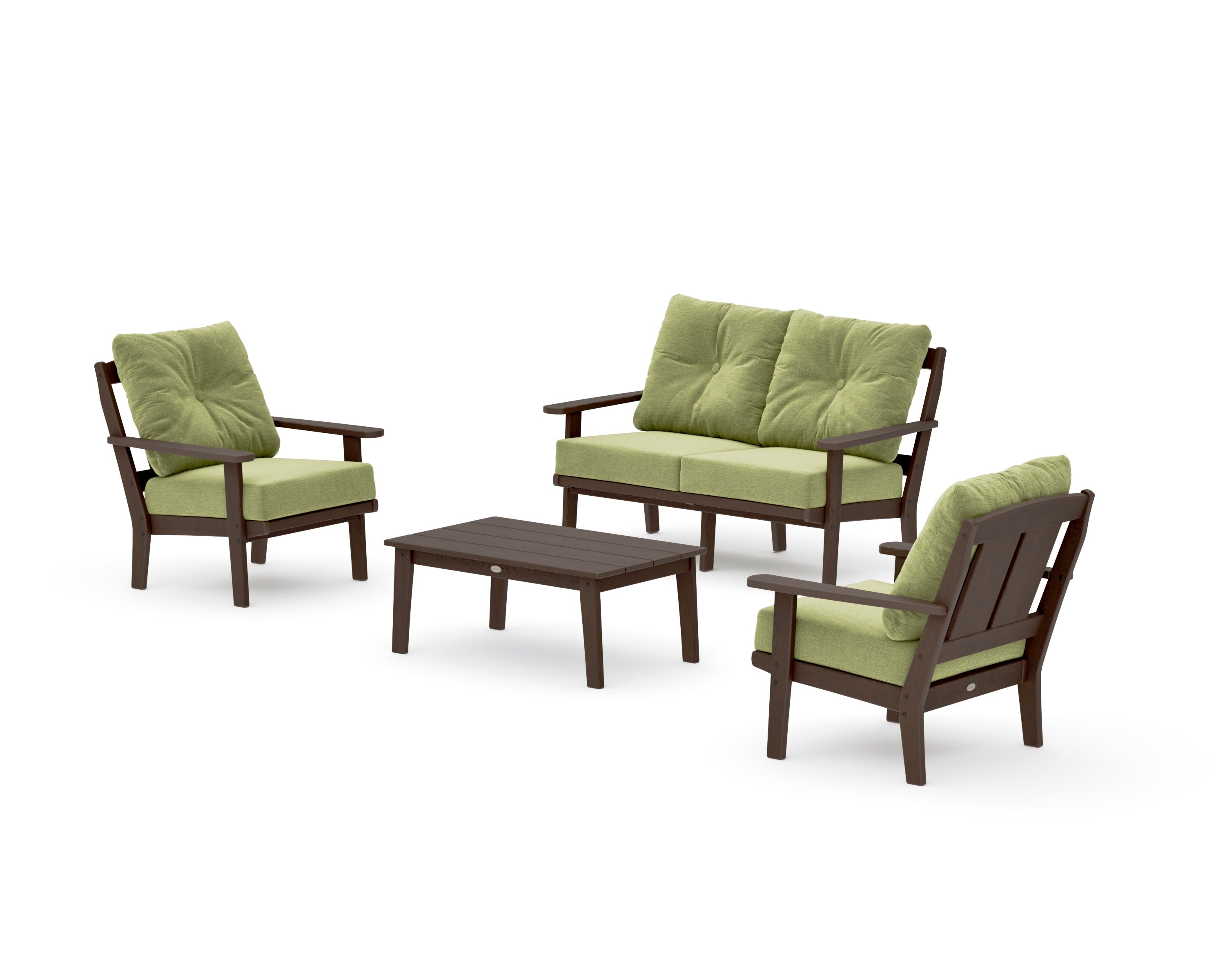 Mission 4-Piece Deep Seating Set with Loveseat in Kona / Chartreuse Boucle