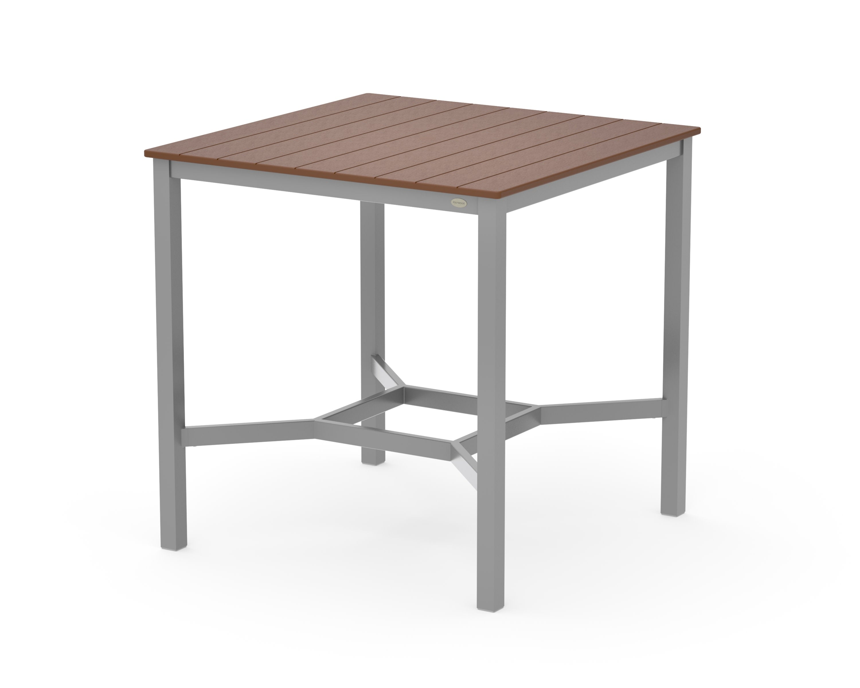Main Street 42 x 42 Bar Table in Silver / Teak