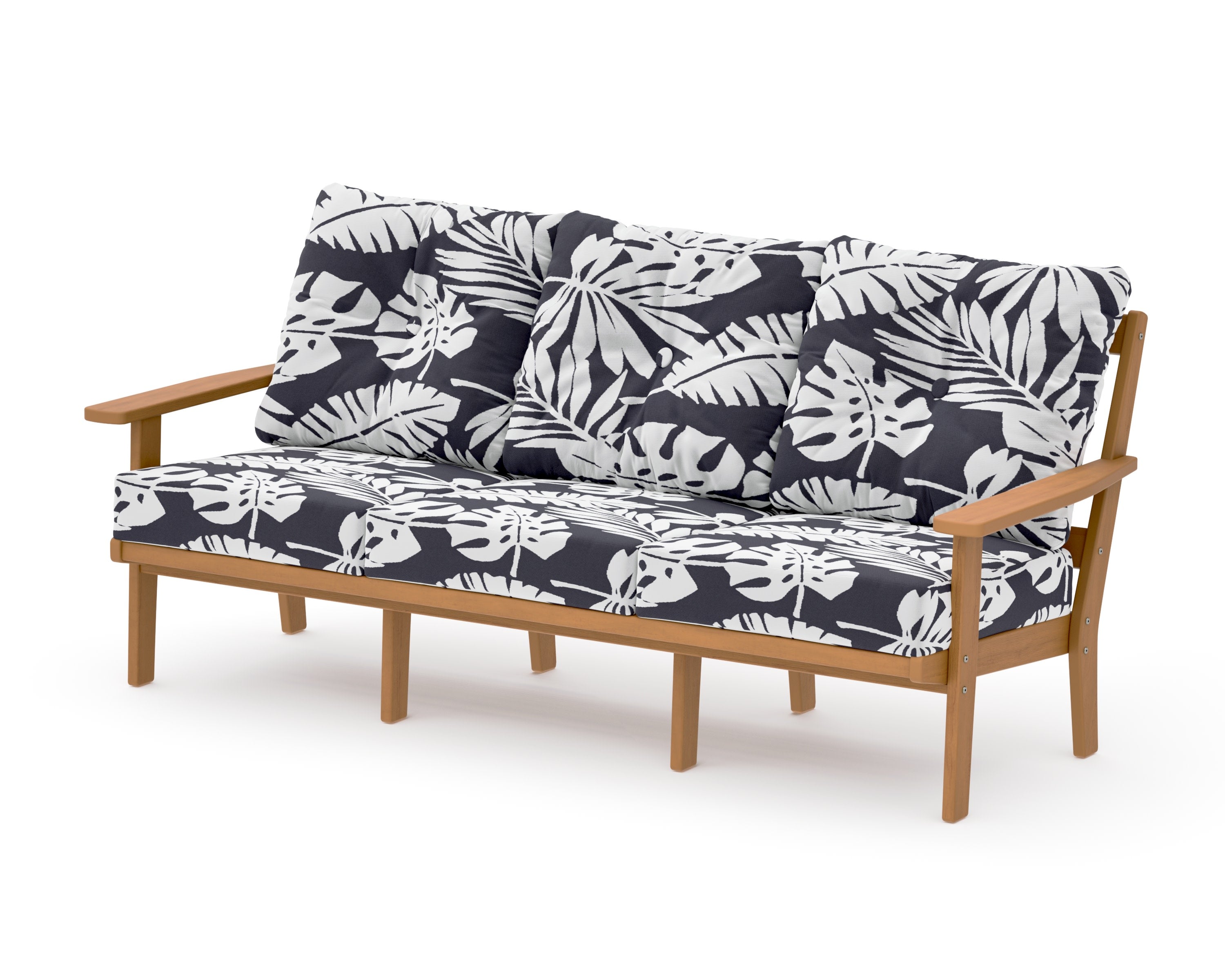 PrairieDeep Seating Sofa in Natural / Leaf Navy