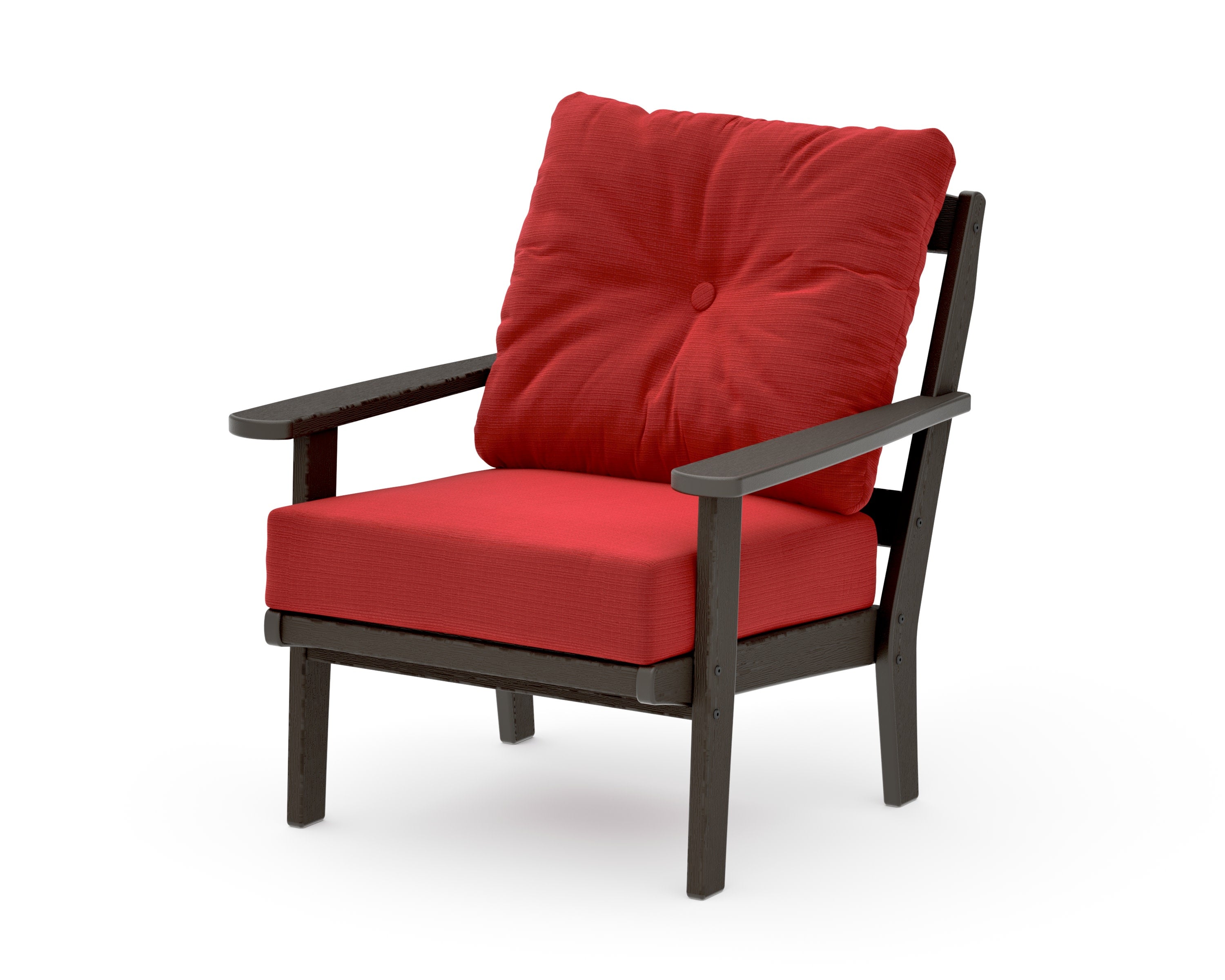 Mission Deep Seating Chair in Vintage Coffee / Crimson Linen