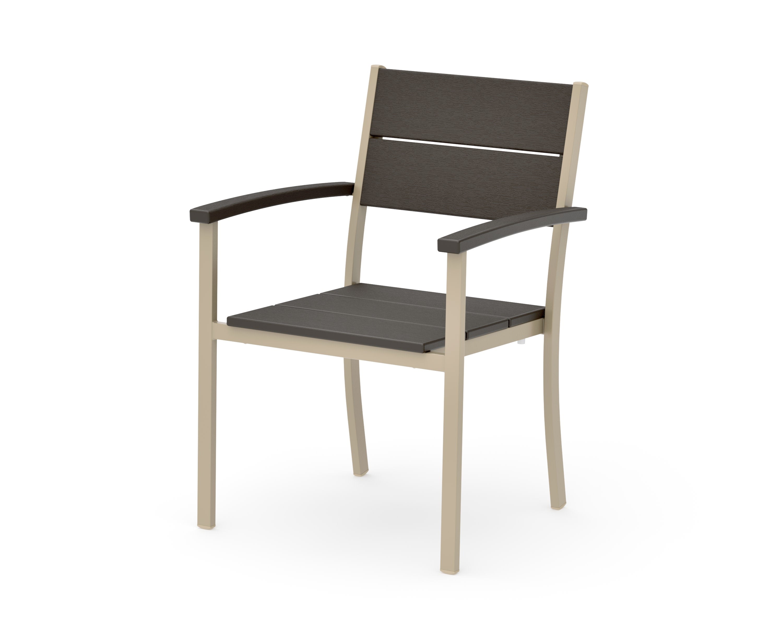 Main Street Stacking Dining Arm Chair in Sand / Vintage Coffee