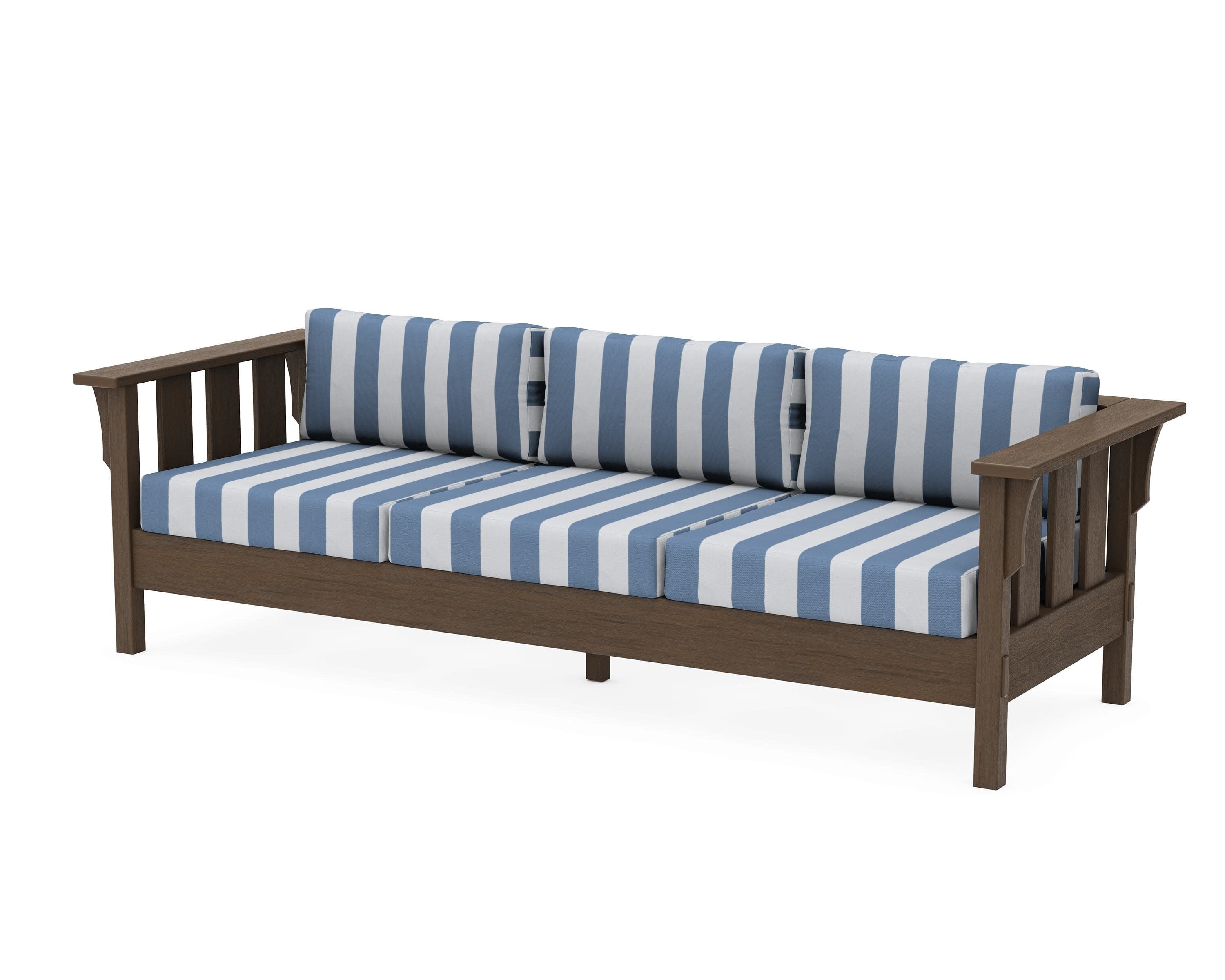 Acadia Deep Seating Sofa in Kona / Cabana Stripe Sky Blue