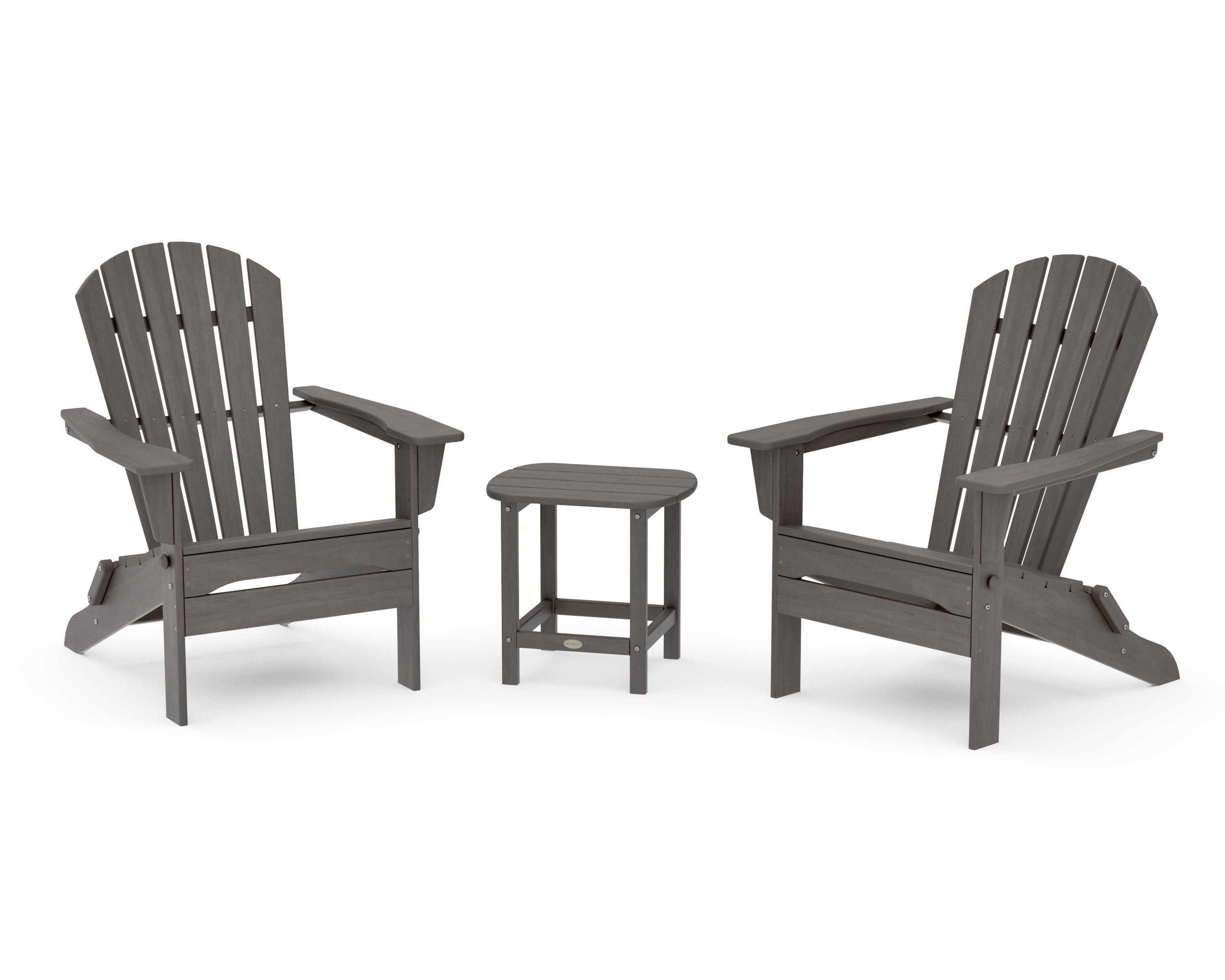 South Beach 3-Piece Folding Adirondack Set in Driftwood
