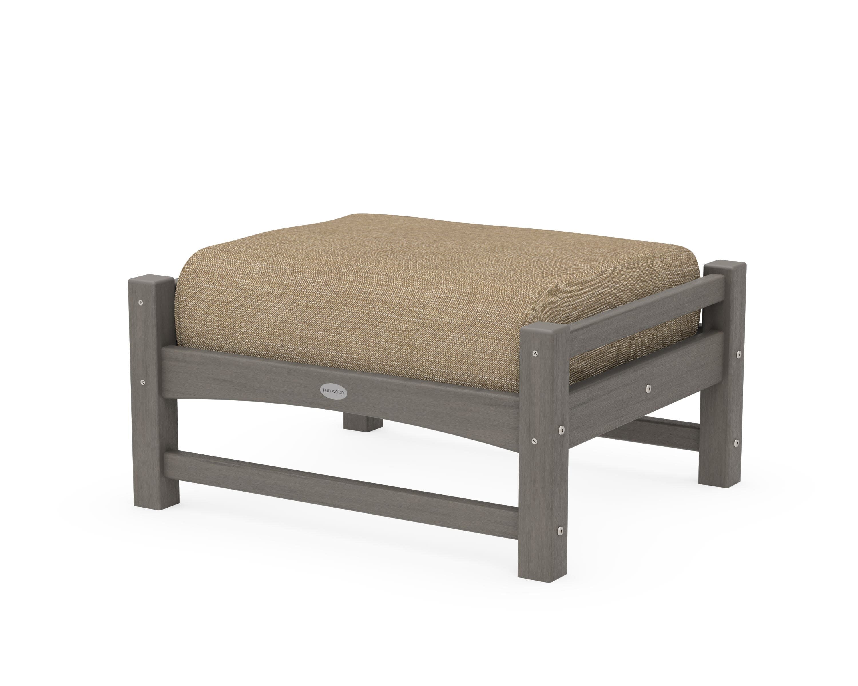 Club Ottoman in Driftwood / Charmer Desert