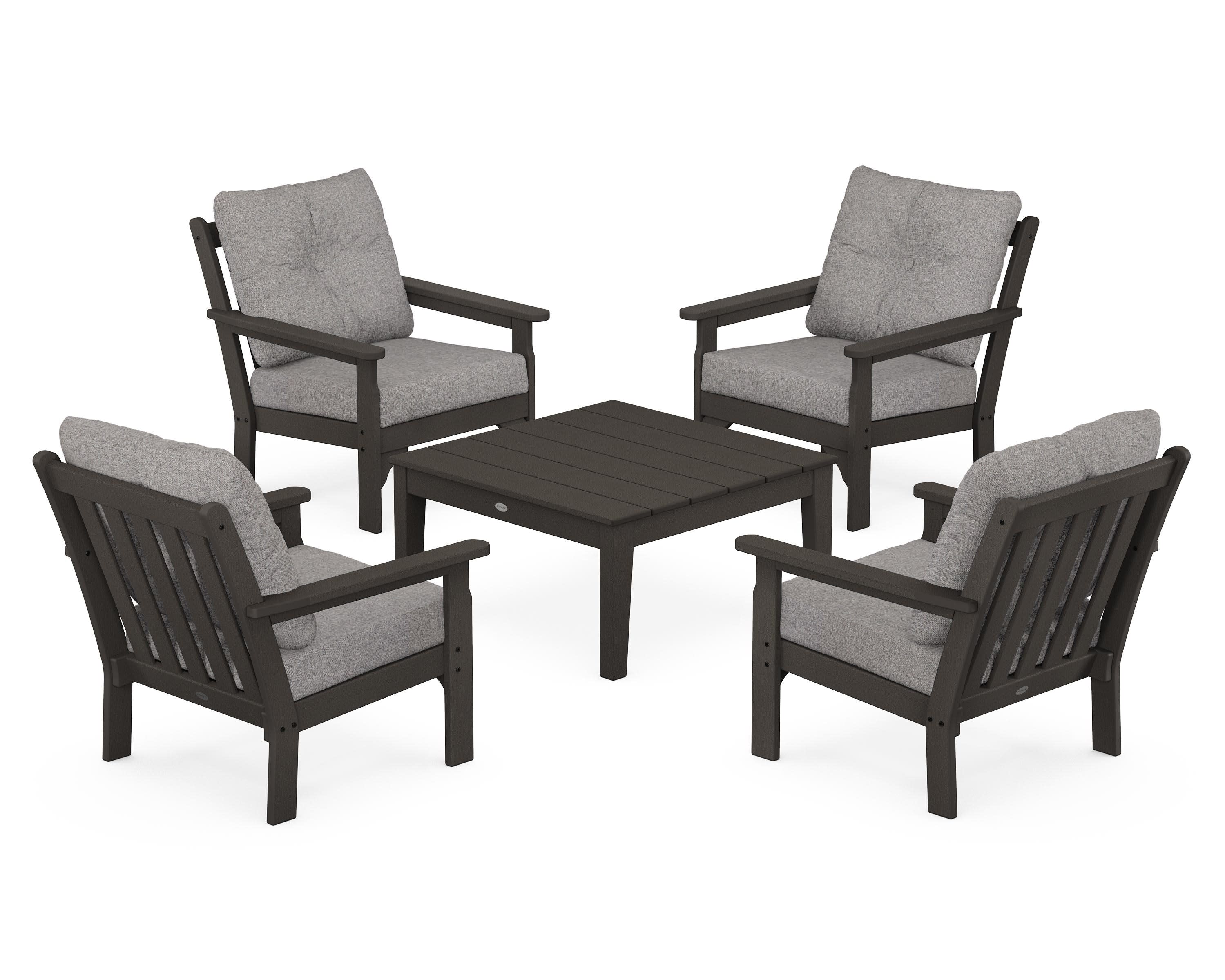 Vineyard 5-Piece Deep Seating Conversation Set in Vintage Coffee / Grey Mist