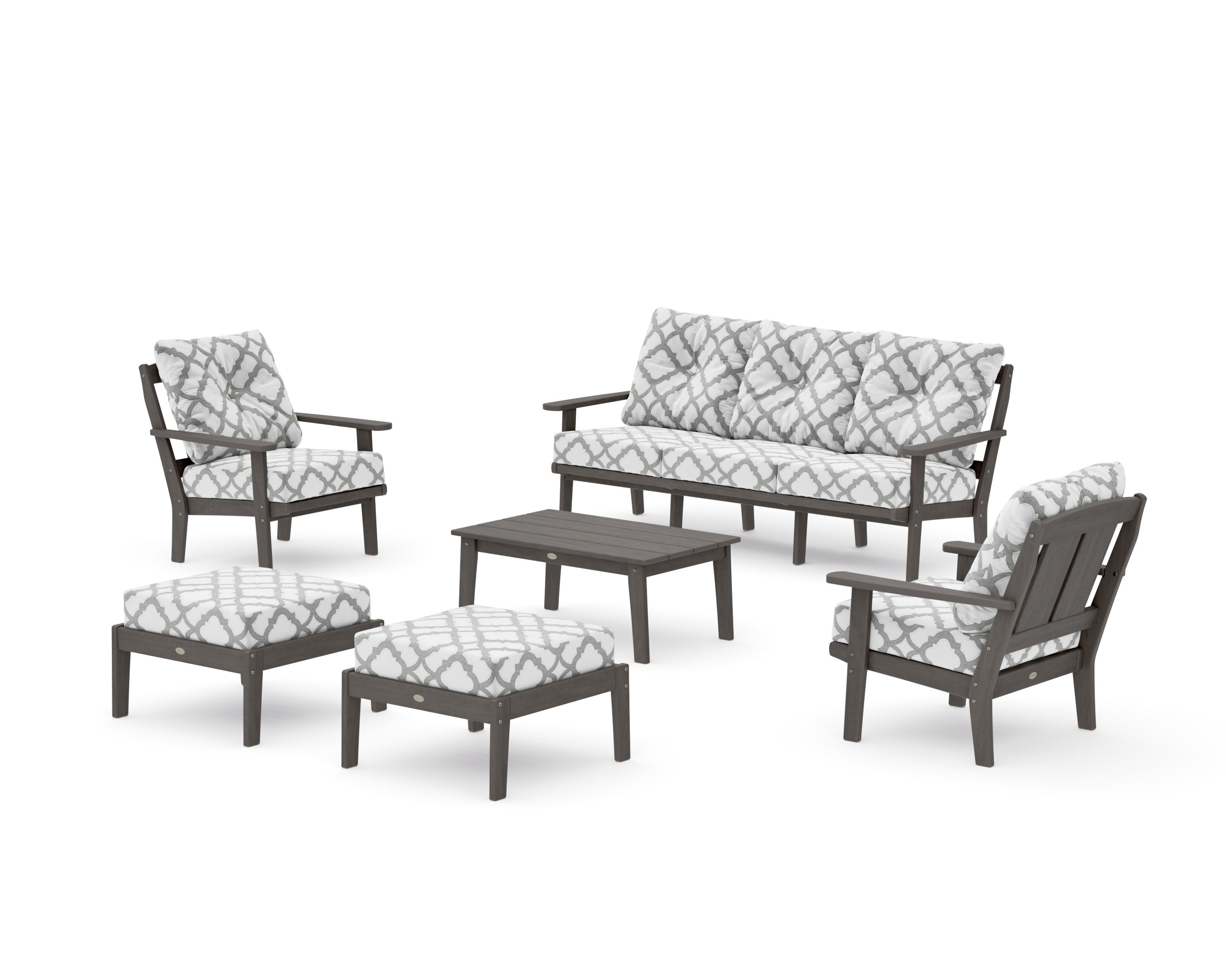 Mission 6-Piece Lounge Sofa Set in Driftwood / Trellis Grey Mist