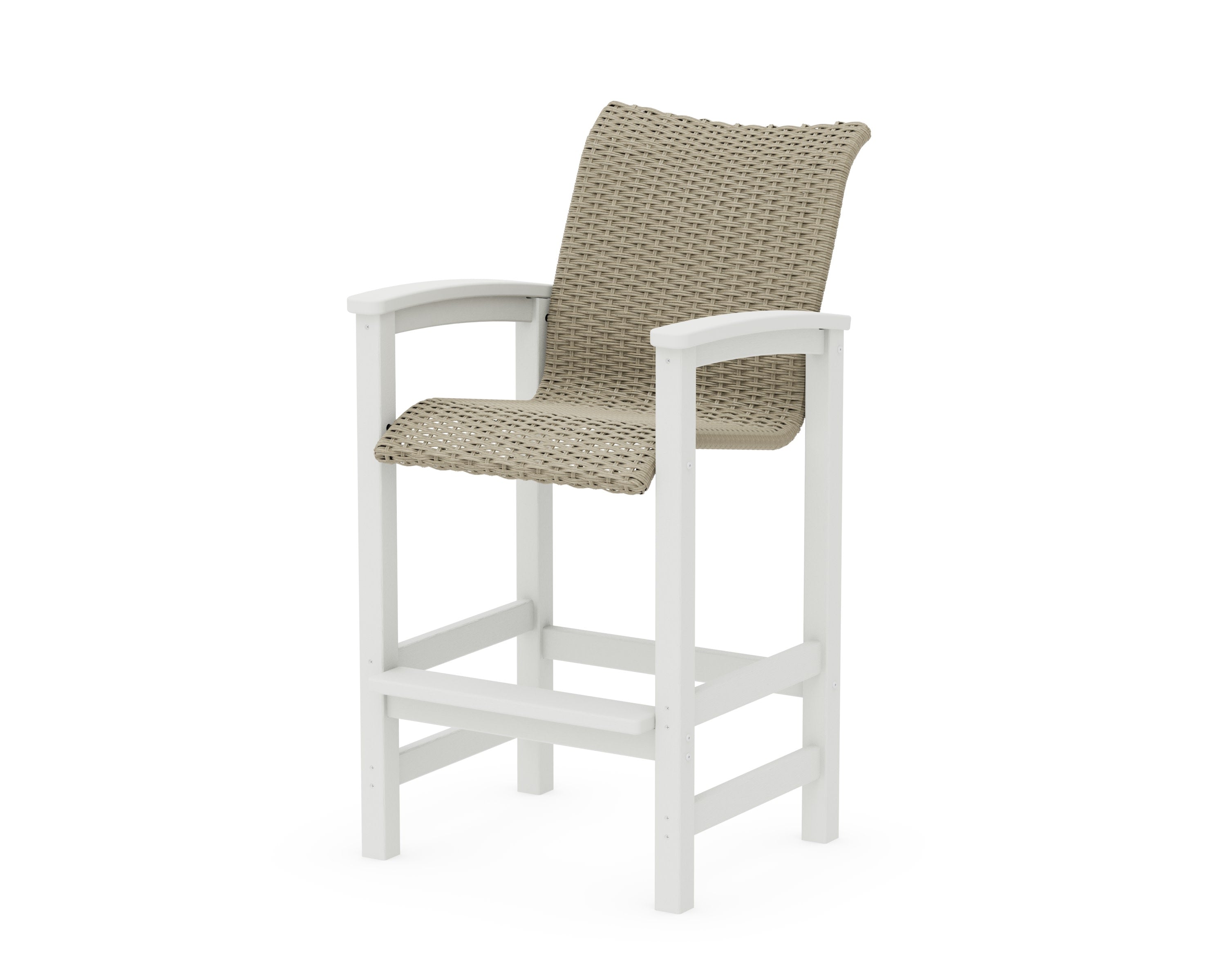 Coastal Woven Bar Chair in Vintage White / Dune Grass
