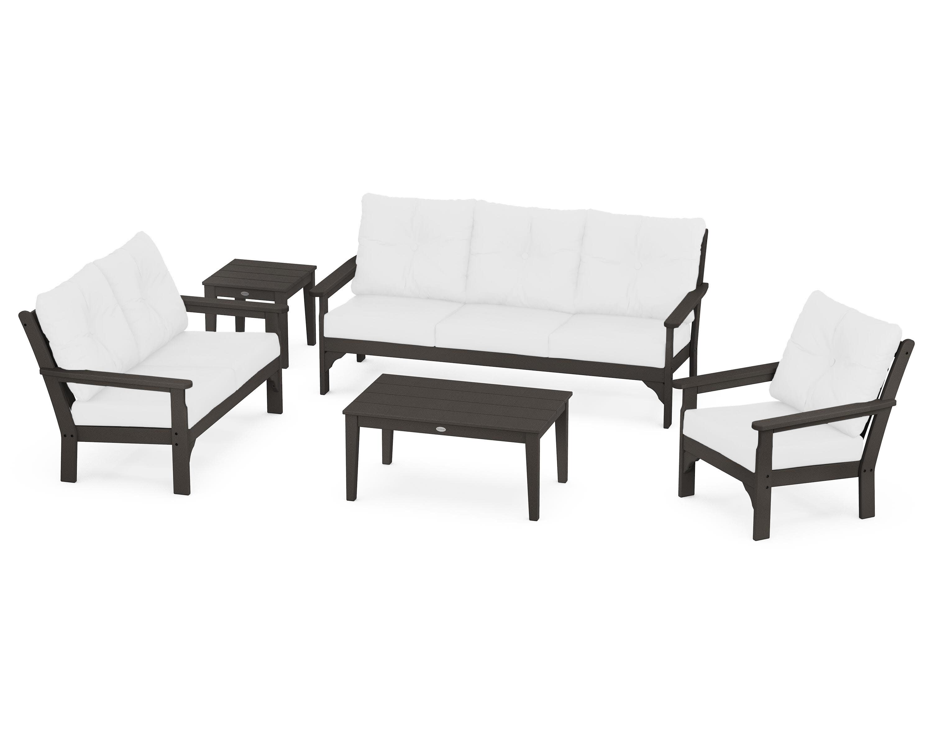 Vineyard 5 Piece Deep Seating Set in Vintage Coffee / Natural