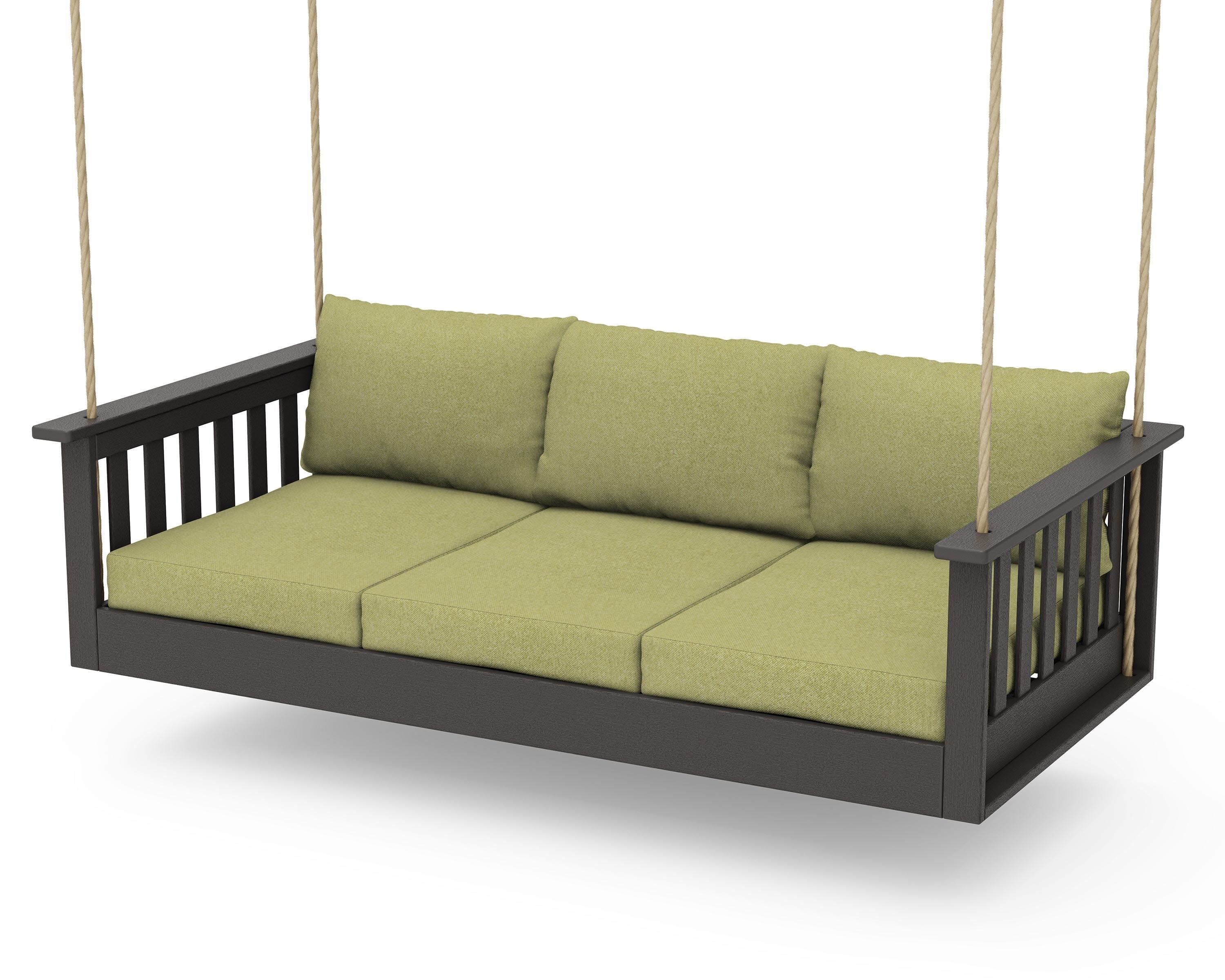 Vineyard Daybed Swing in Vintage Coffee / Chartreuse Boucle