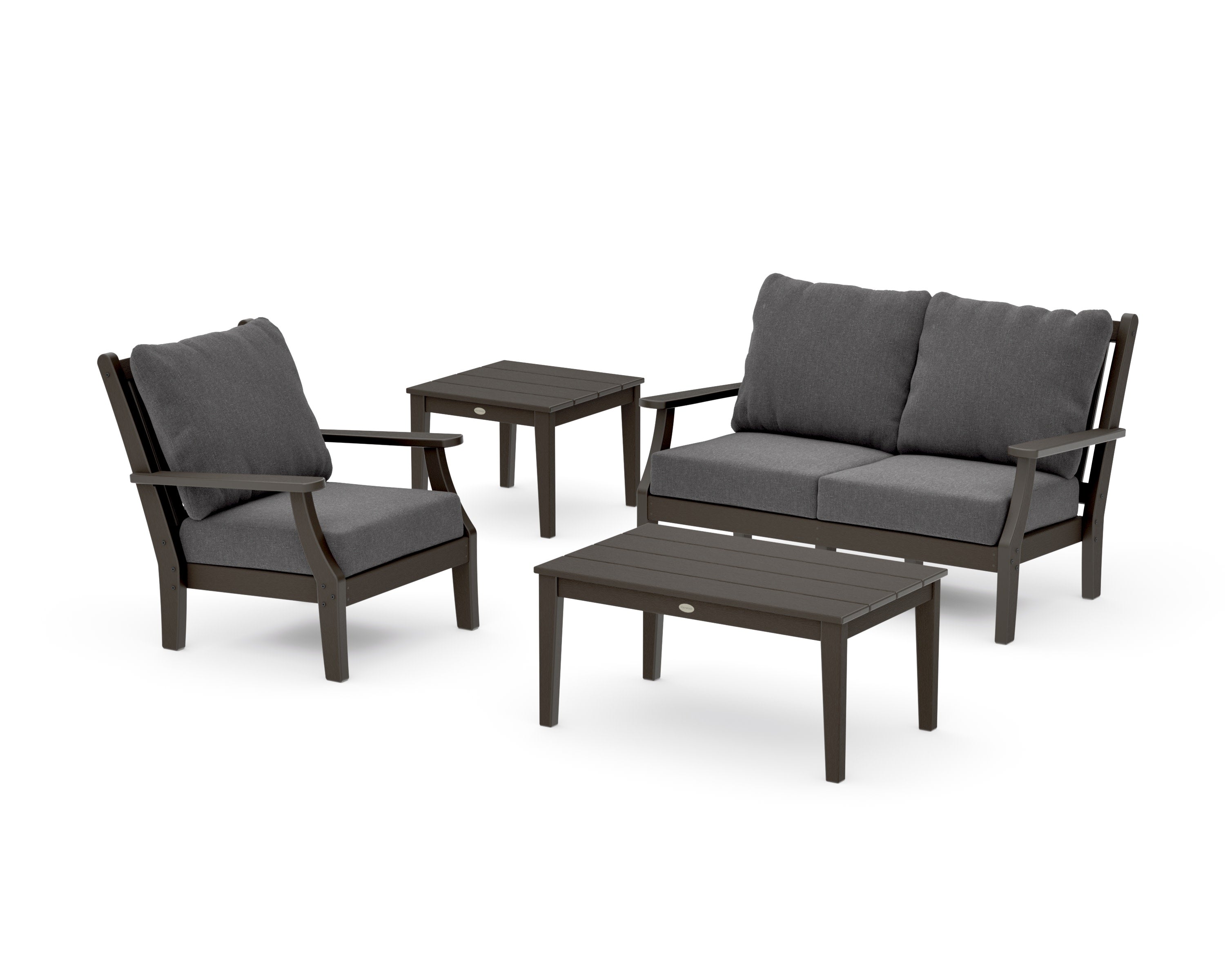 Wovendale 4-Piece Deep Seating Set in Vintage Coffee / Ash Charcoal