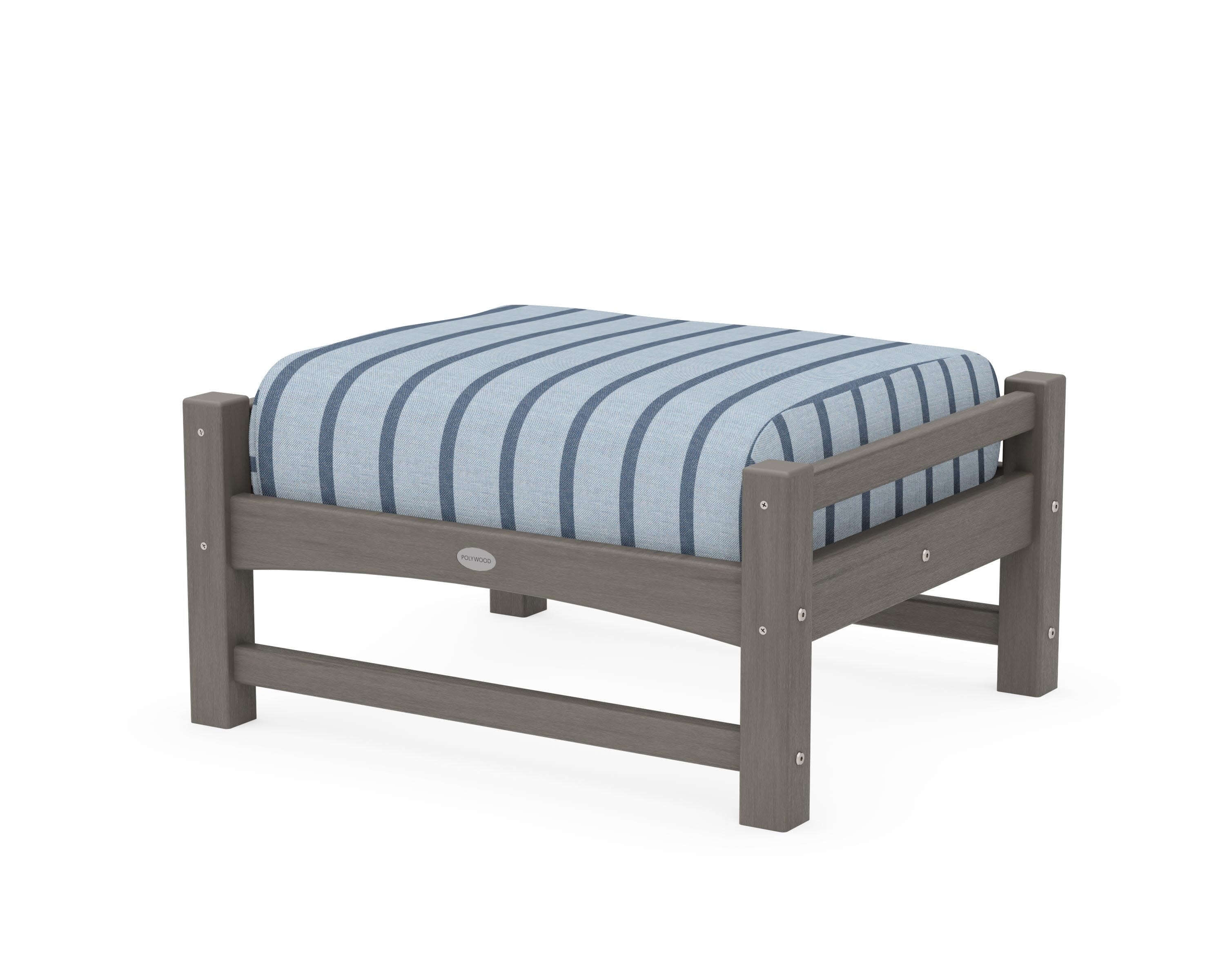 Club Ottoman in Driftwood / Unwind Sky