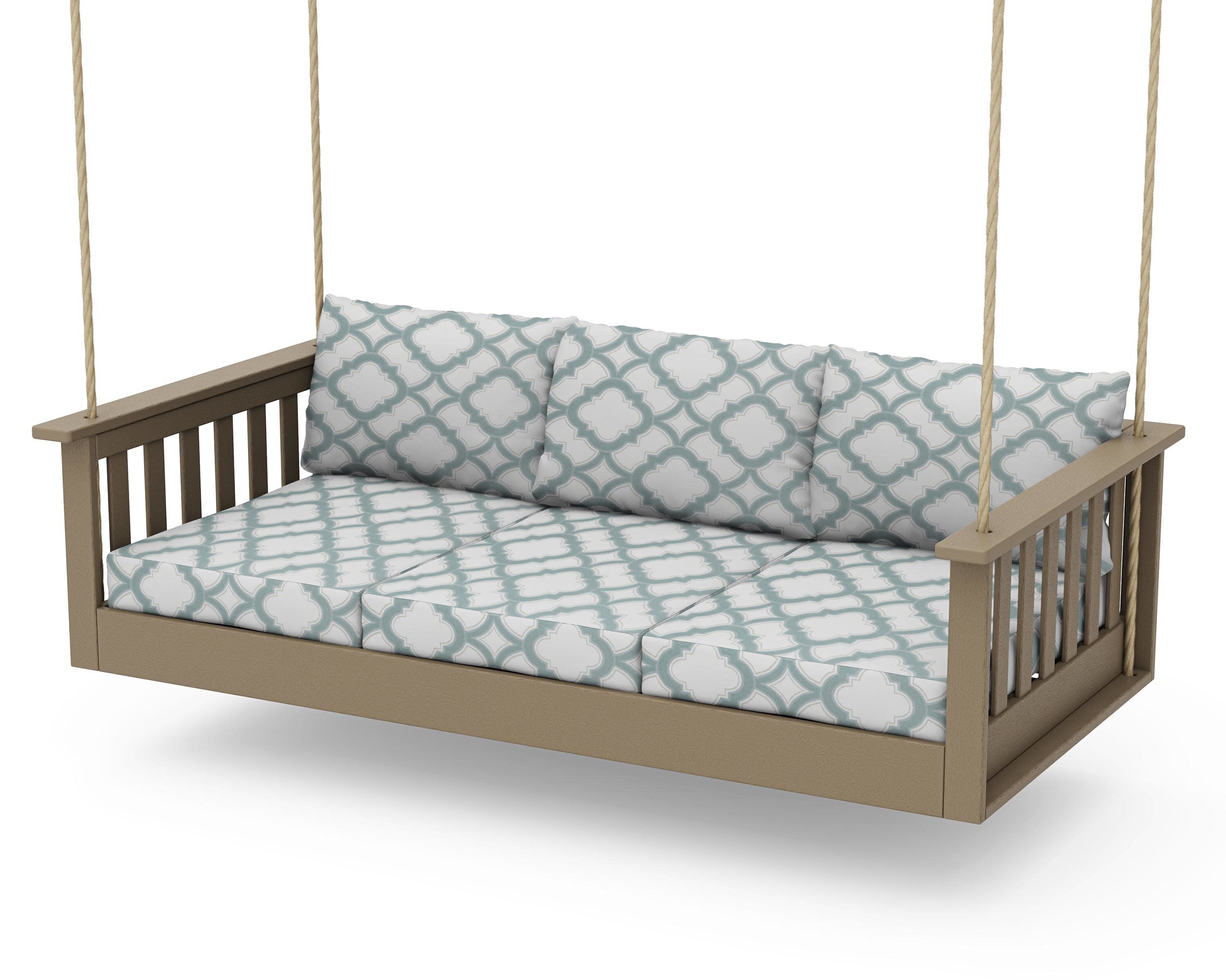 Vineyard Daybed Swing in Vintage Sahara / Trellis Glacier Spa