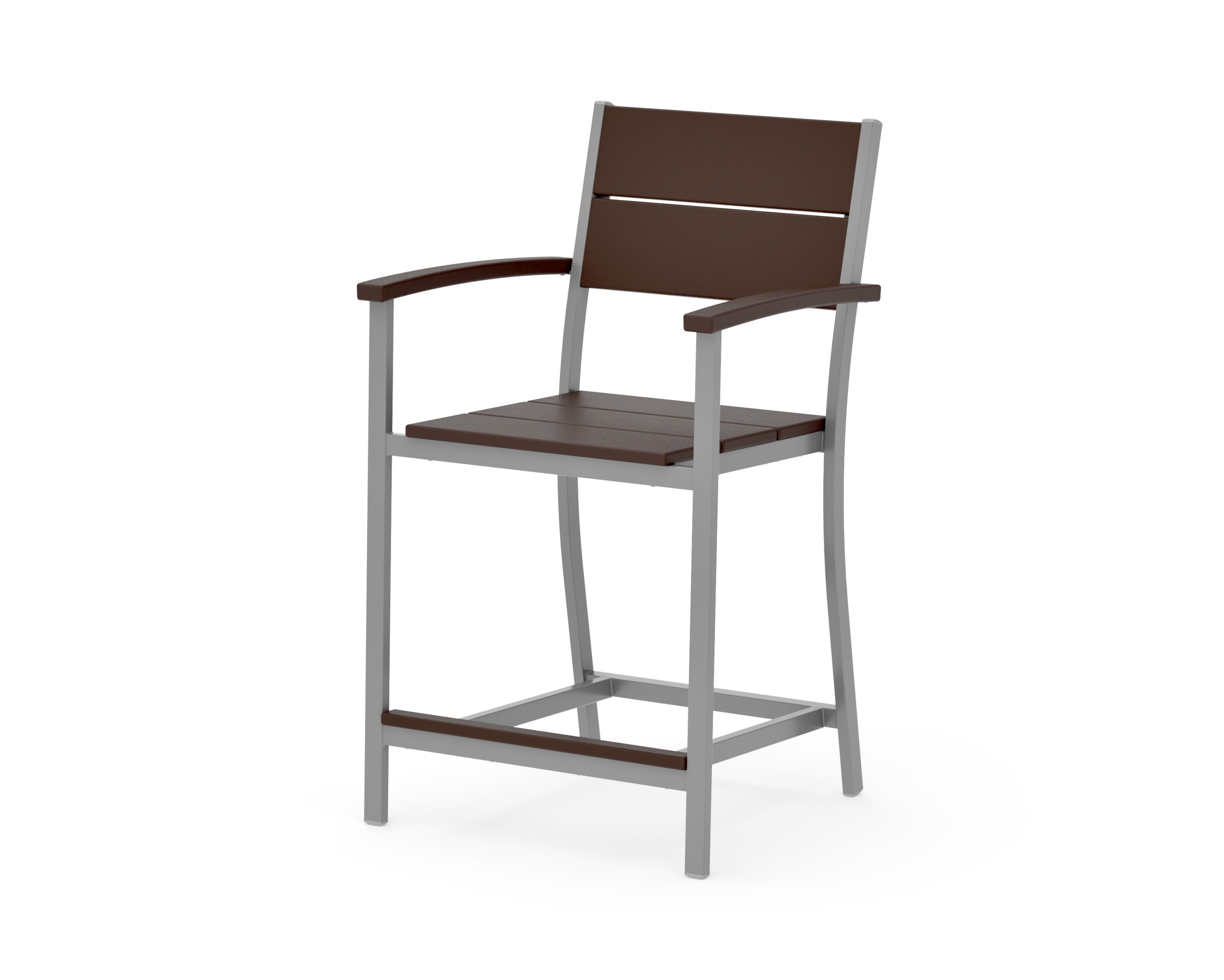Main Street Counter Arm Chair in Silver / Mahogany