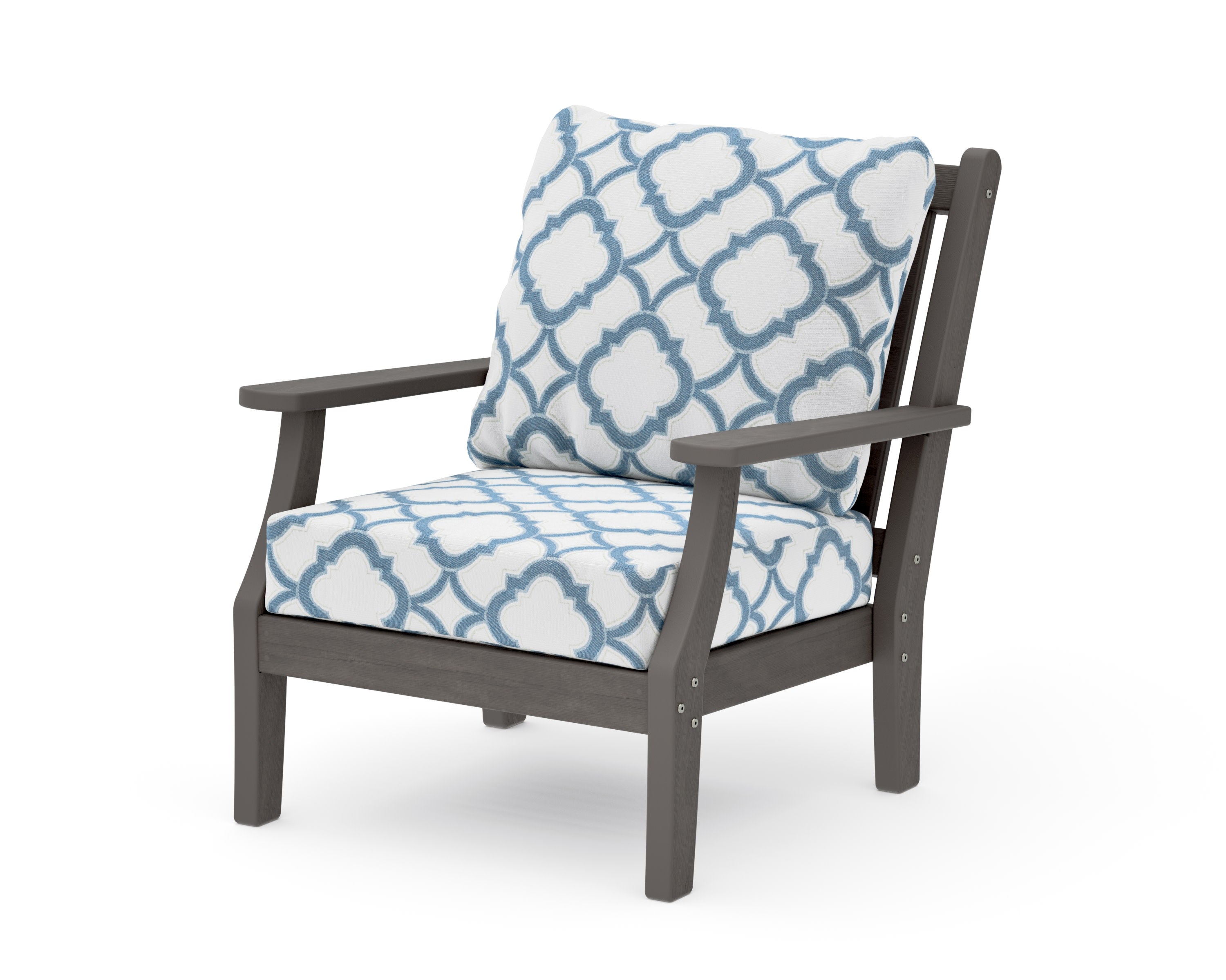 Wovendale Deep Seating Chair in Driftwood / Trellis Sky Blue