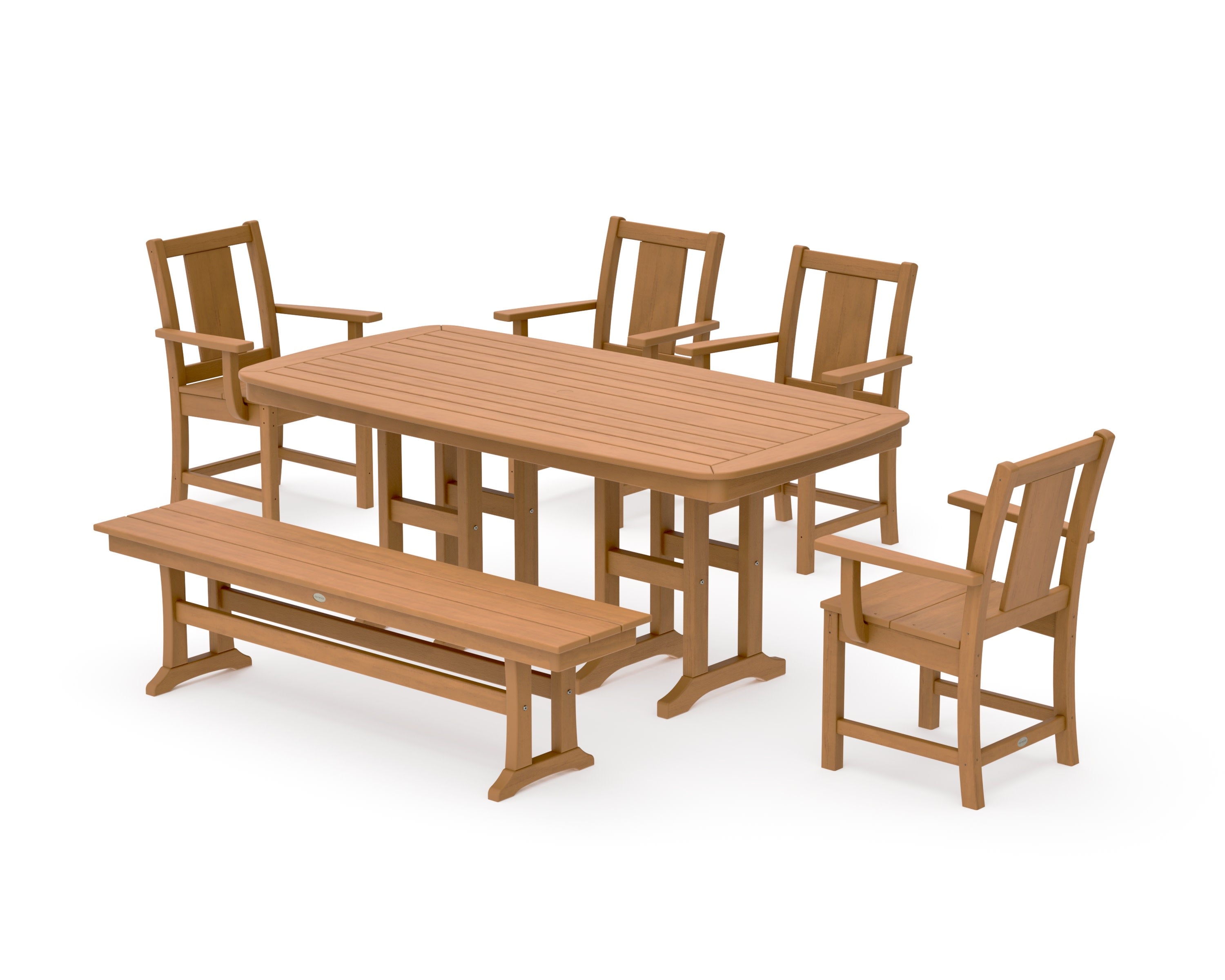 Prairie 6-Piece Dining Set with Bench in Natural