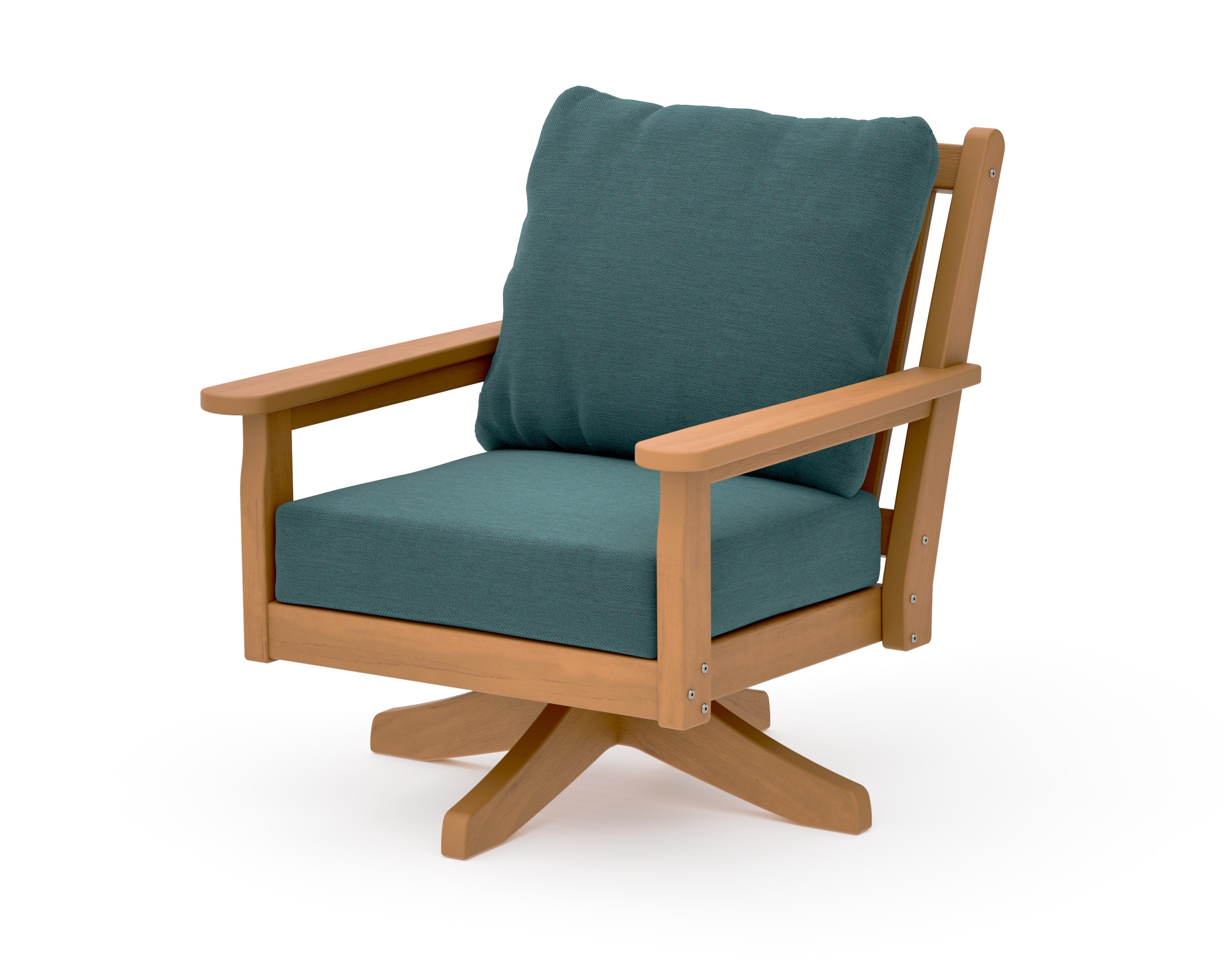 Chippendale Deep Seating Swivel Chair in Natural / Ocean Teal