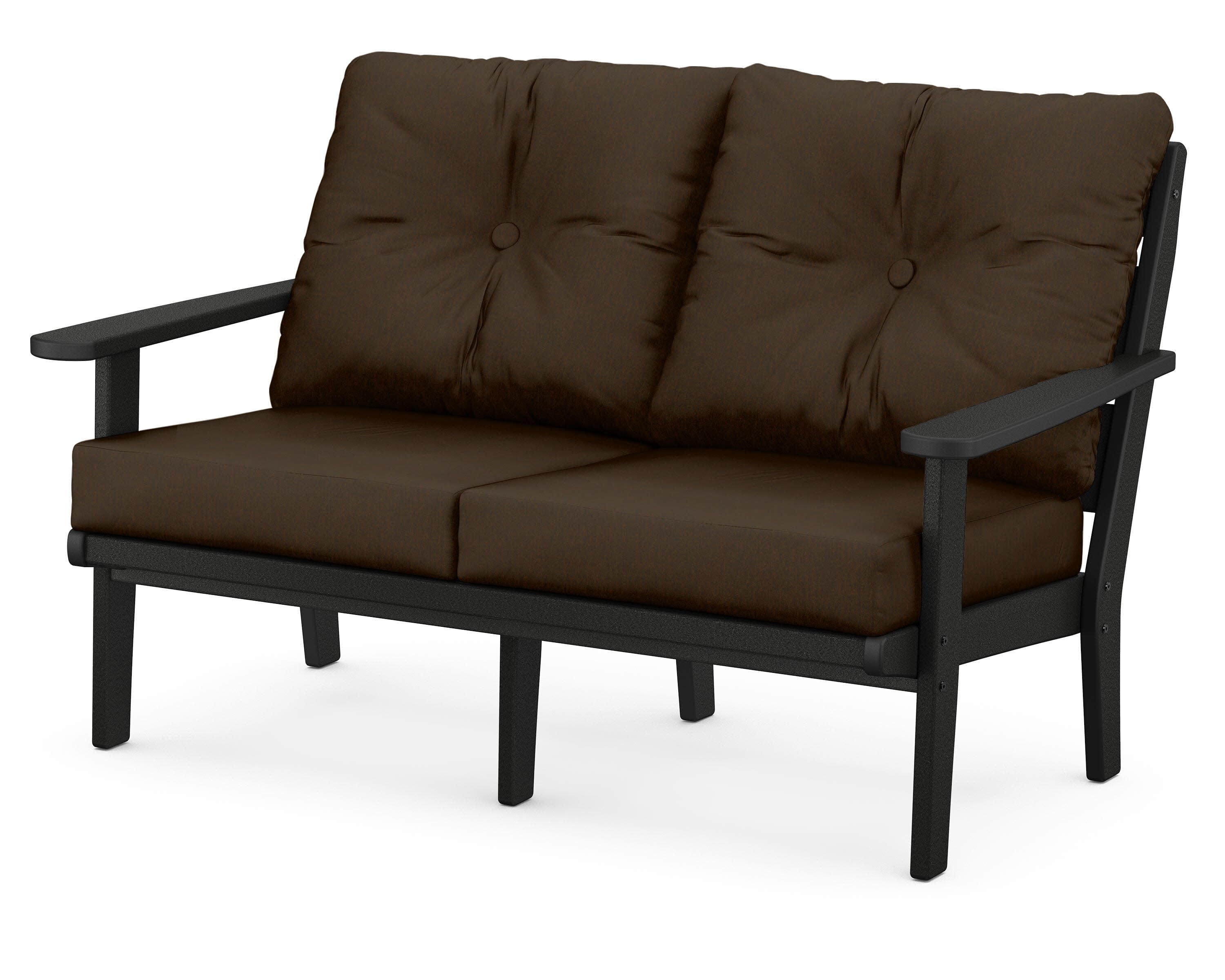 Lakeside Deep Seating Loveseat in Black / Canvas Java