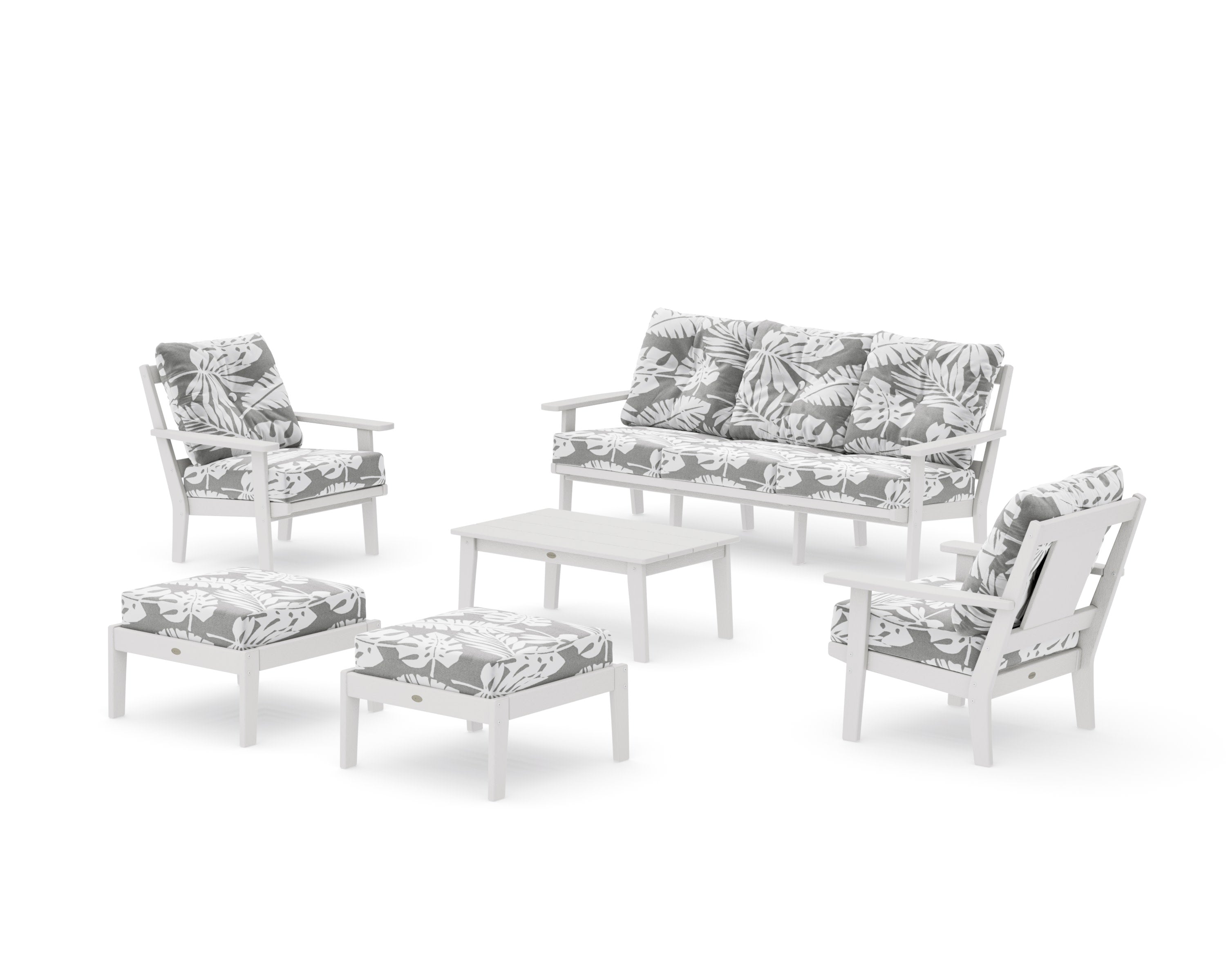 Prairie 6-Piece Lounge Sofa Set in Vintage White / Leaf Grey Mist