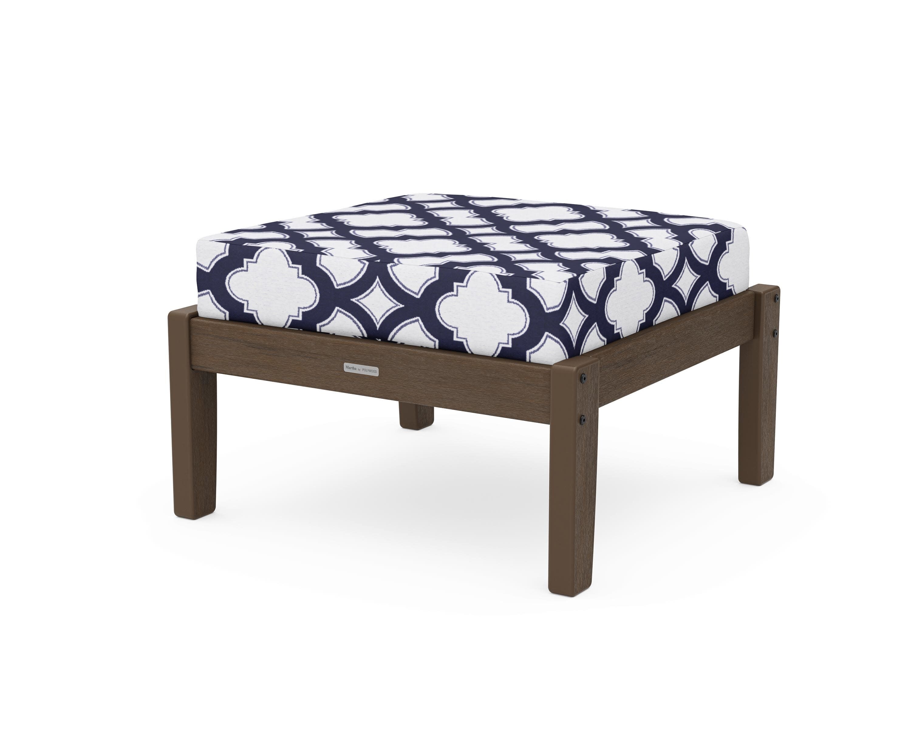 Chinoiserie Deep Seating Ottoman in Kona / Trellis Navy