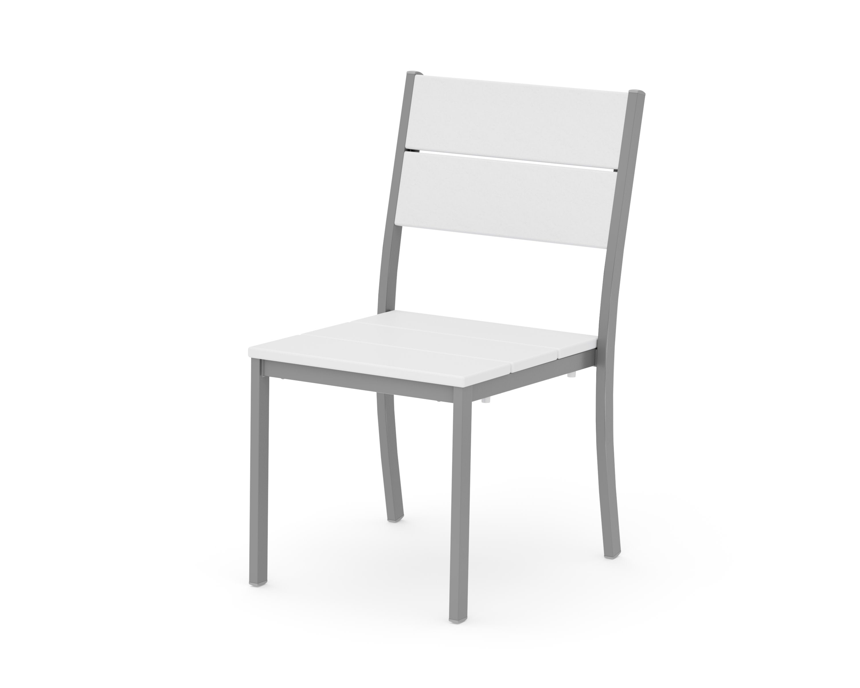 Main Street Stacking Dining Side Chair in Silver / White