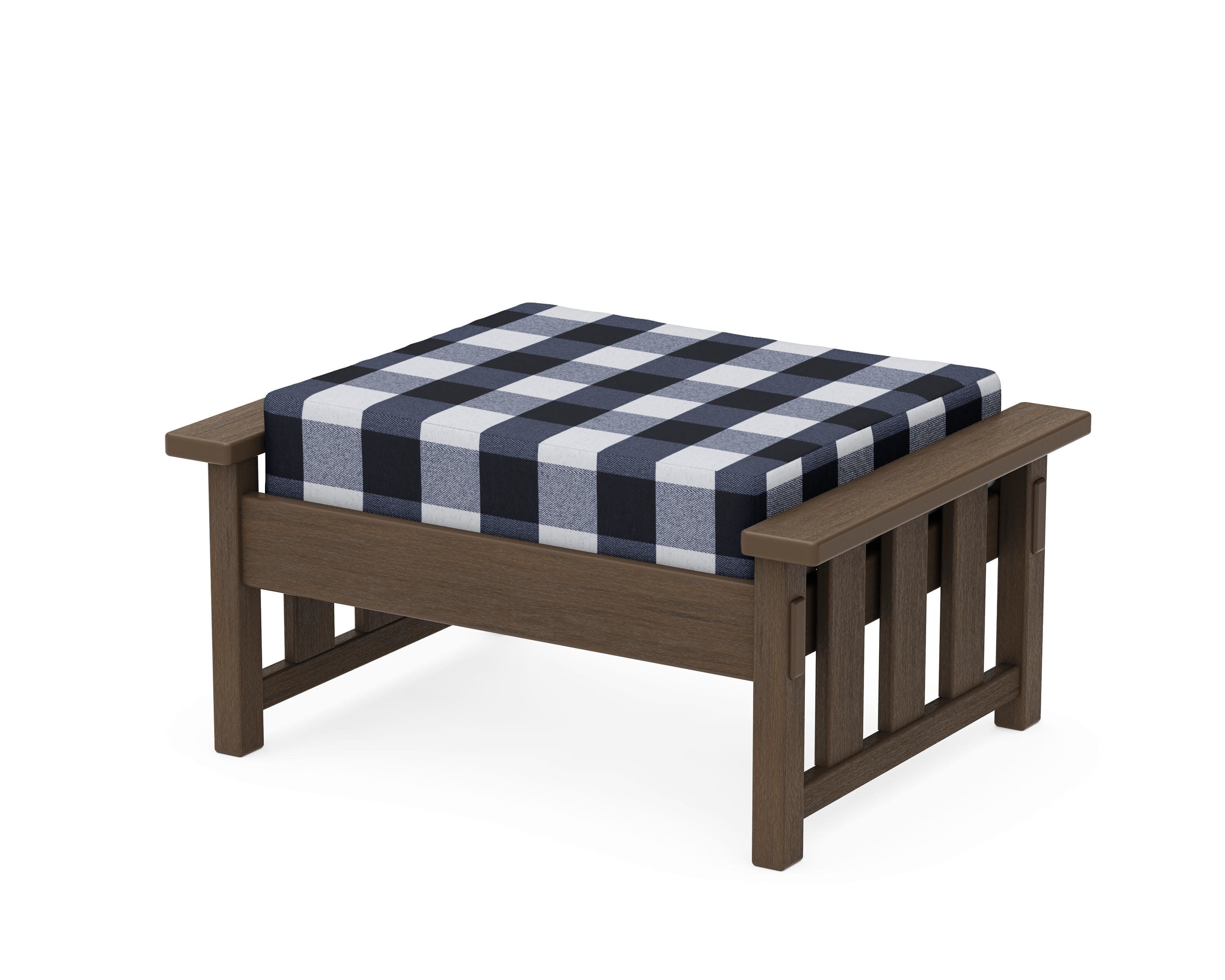 Acadia Deep Seating Ottoman in Kona / Buffalo Plaid Marine Indigo
