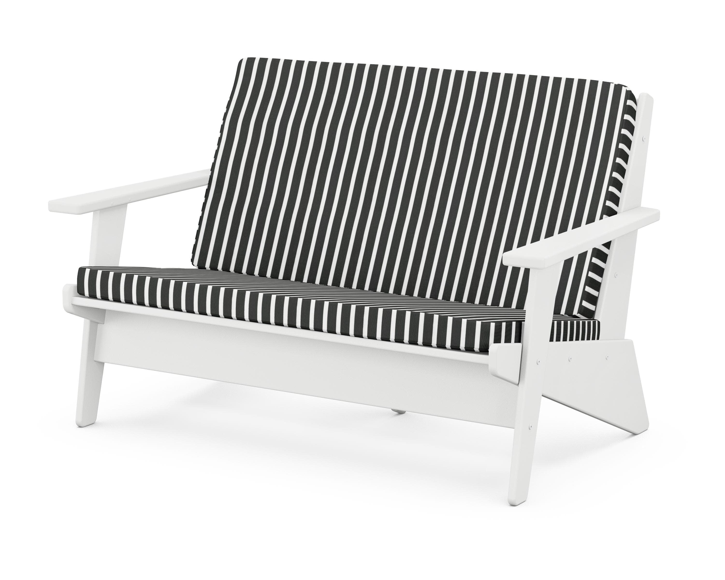 Riviera Modern Lounge Loveseat in White / Shore Classic