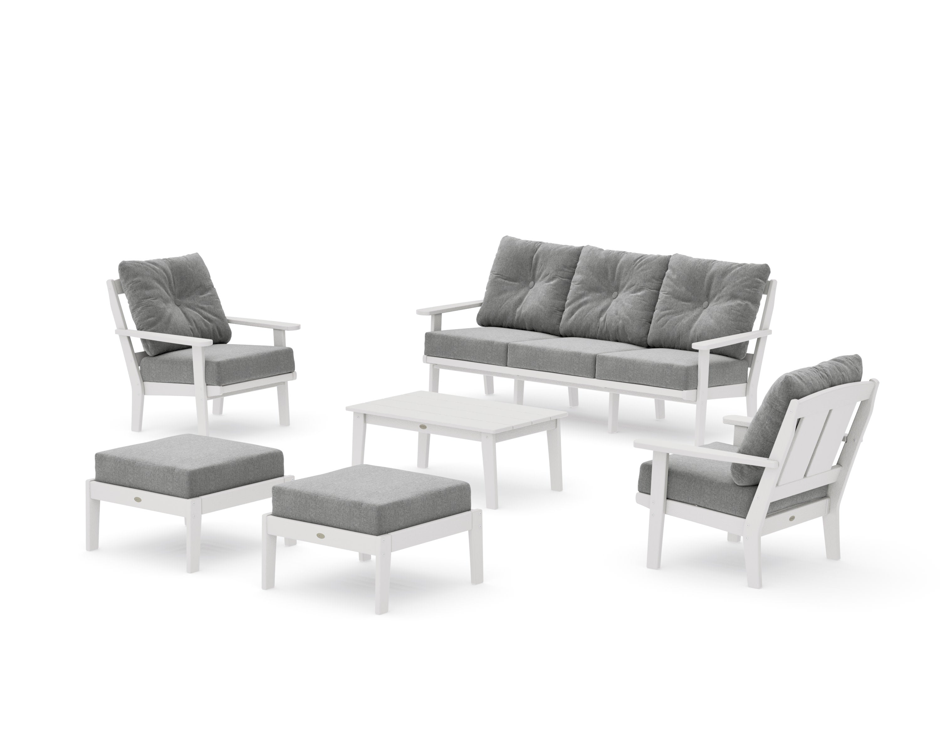 Mission 6-Piece Lounge Sofa Set in Vintage White / Grey Mist