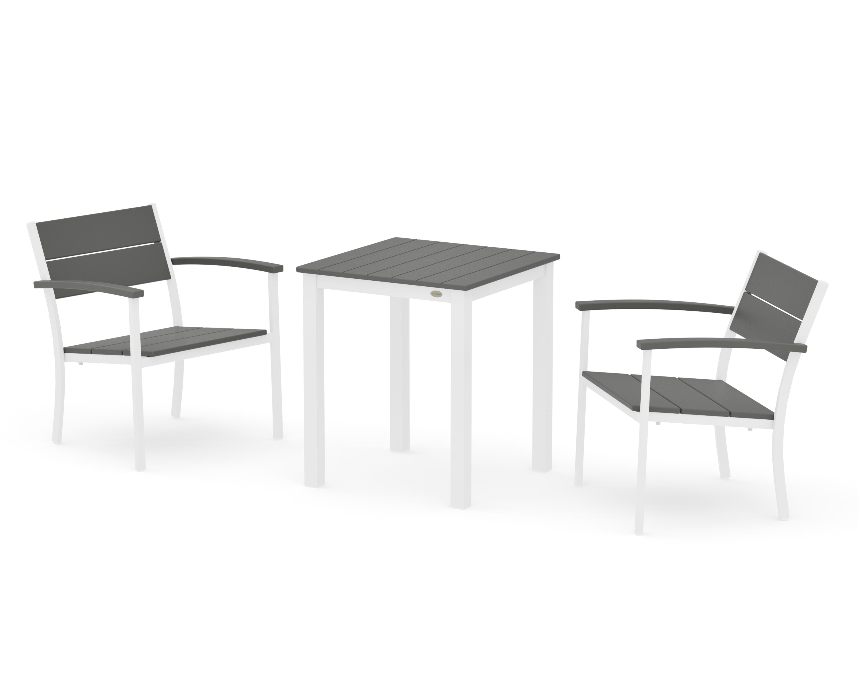 Main Street 3-Piece Square Dining Set in White / Slate Grey