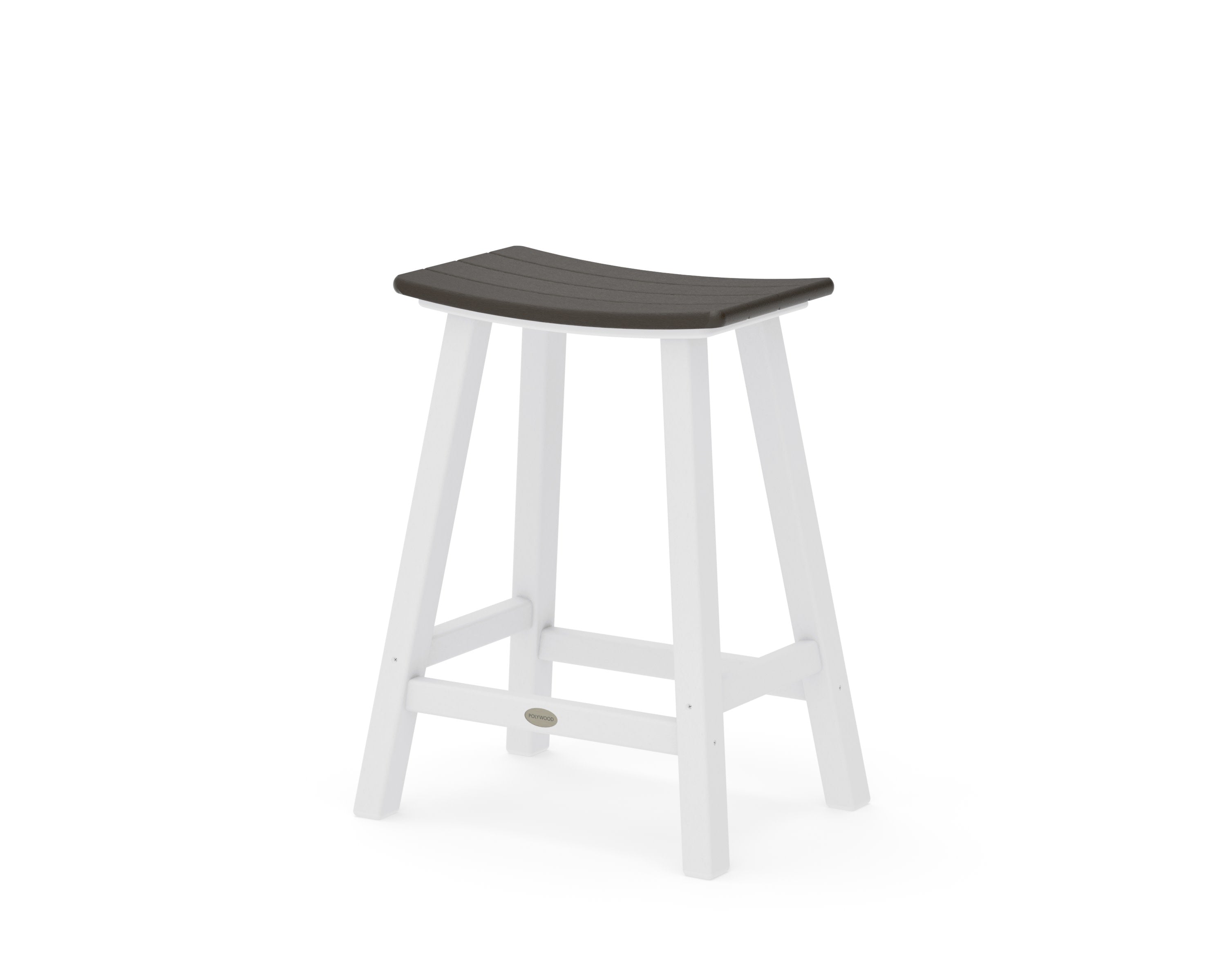 Contempo 24" Saddle Counter Stool in White / Vintage Coffee