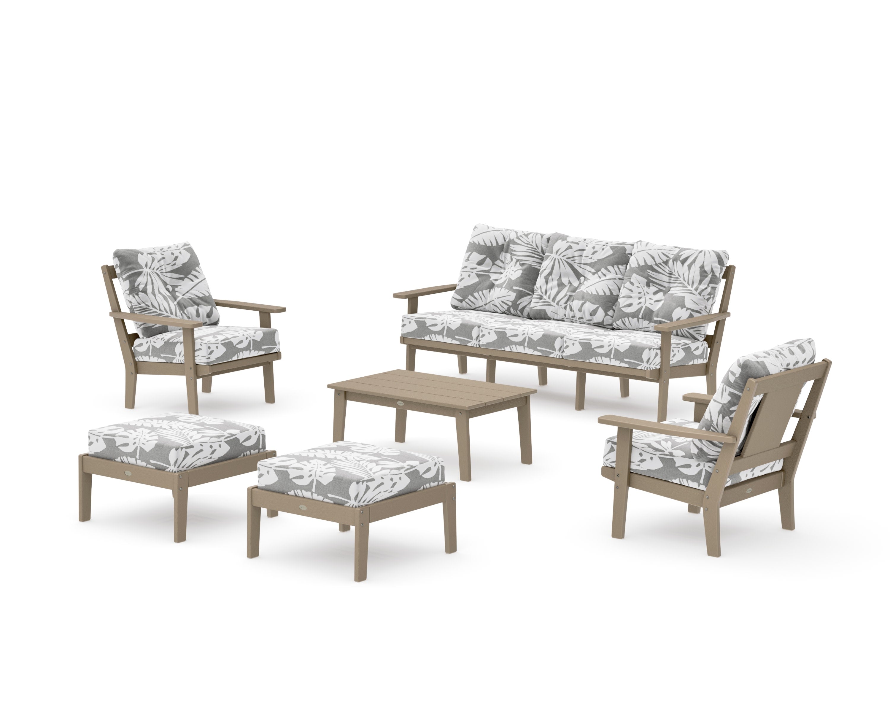Prairie 6-Piece Lounge Sofa Set in Vintage Sahara / Leaf Grey Mist