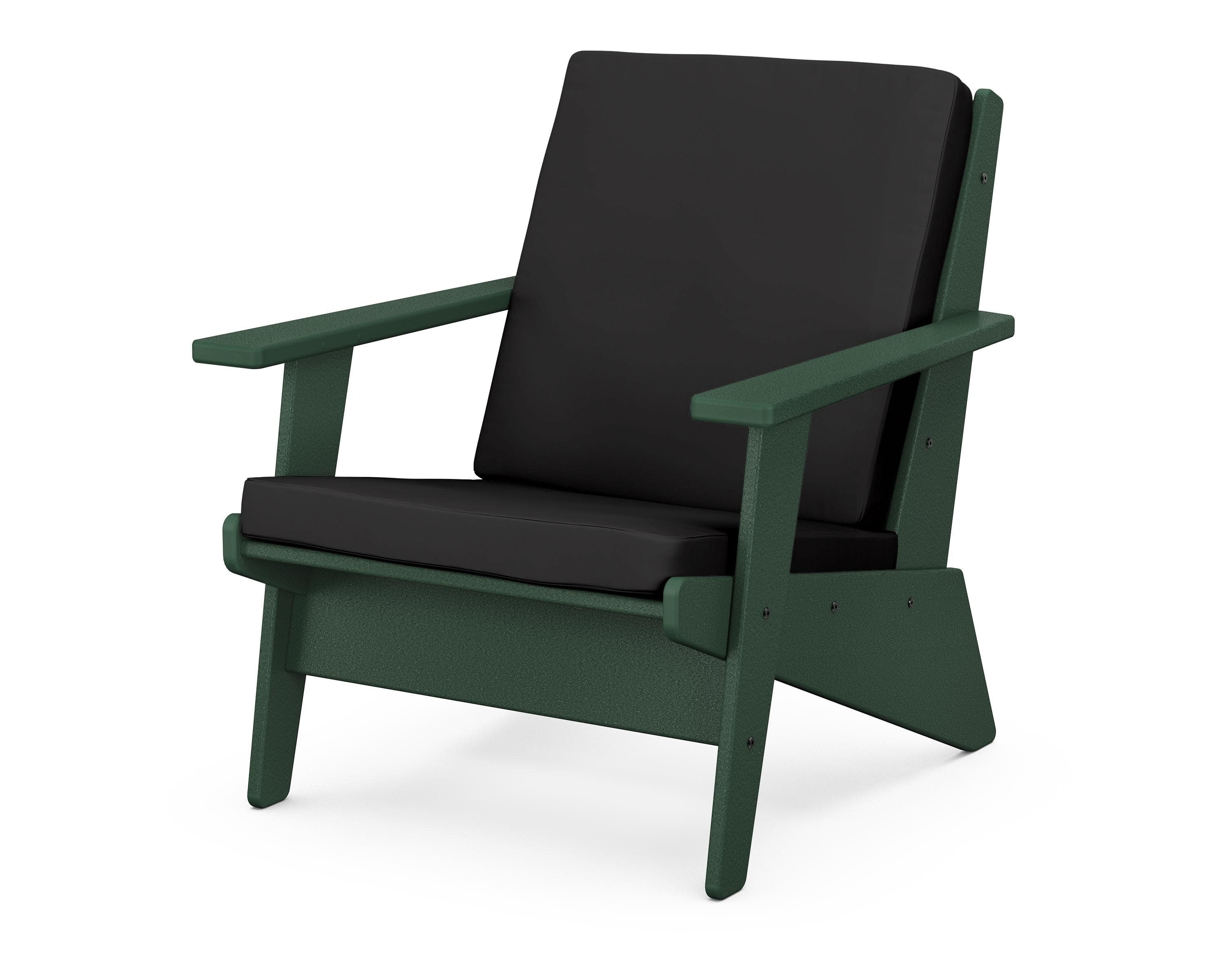 Riviera Modern Lounge Chair in Green / Canvas Black