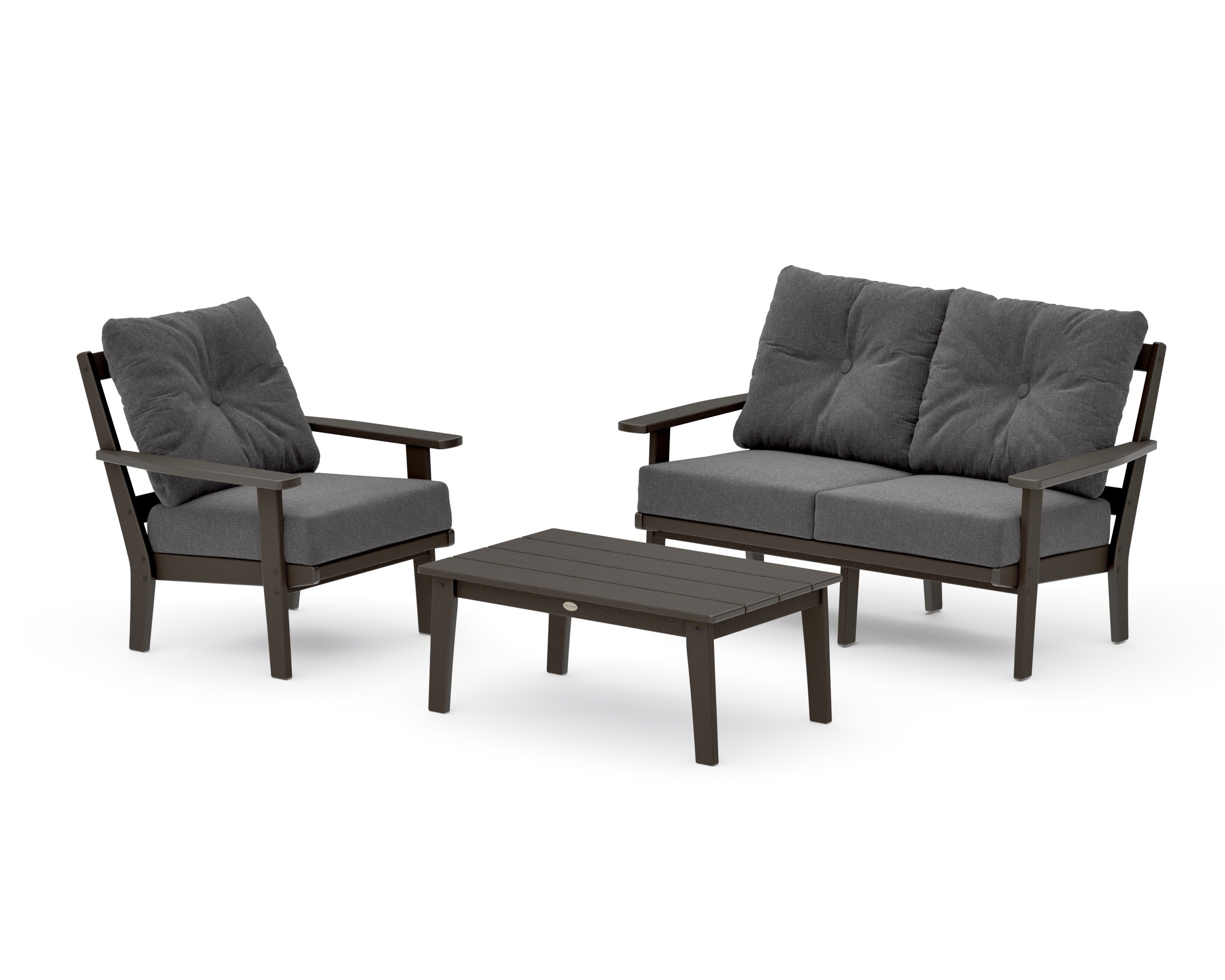Prairie 3-Piece Deep Seating Set with Loveseat in Vintage Coffee / Ash Charcoal