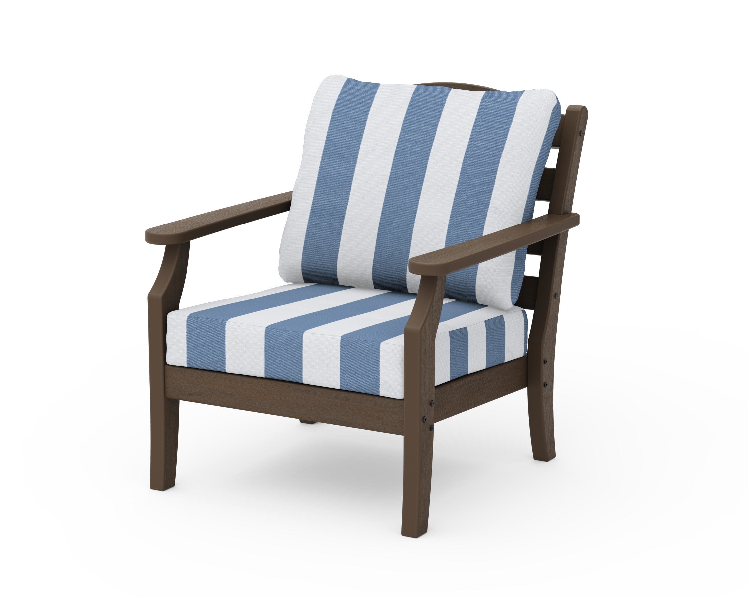 Savannah Deep Seating Chair in Kona / Cabana Stripe Sky Blue