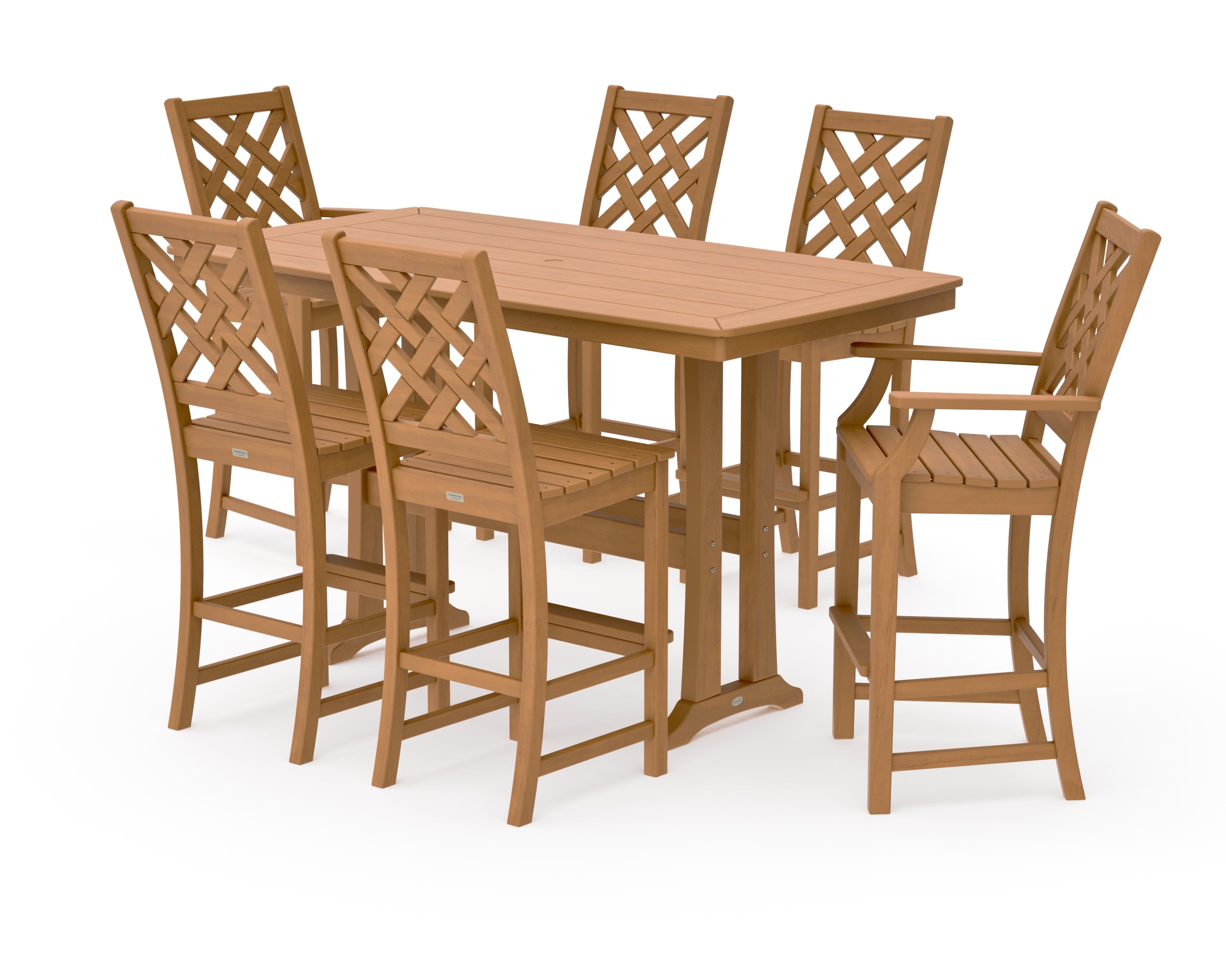 Wovendale 7-Piece Bar Set with Trestle Legs in Natural