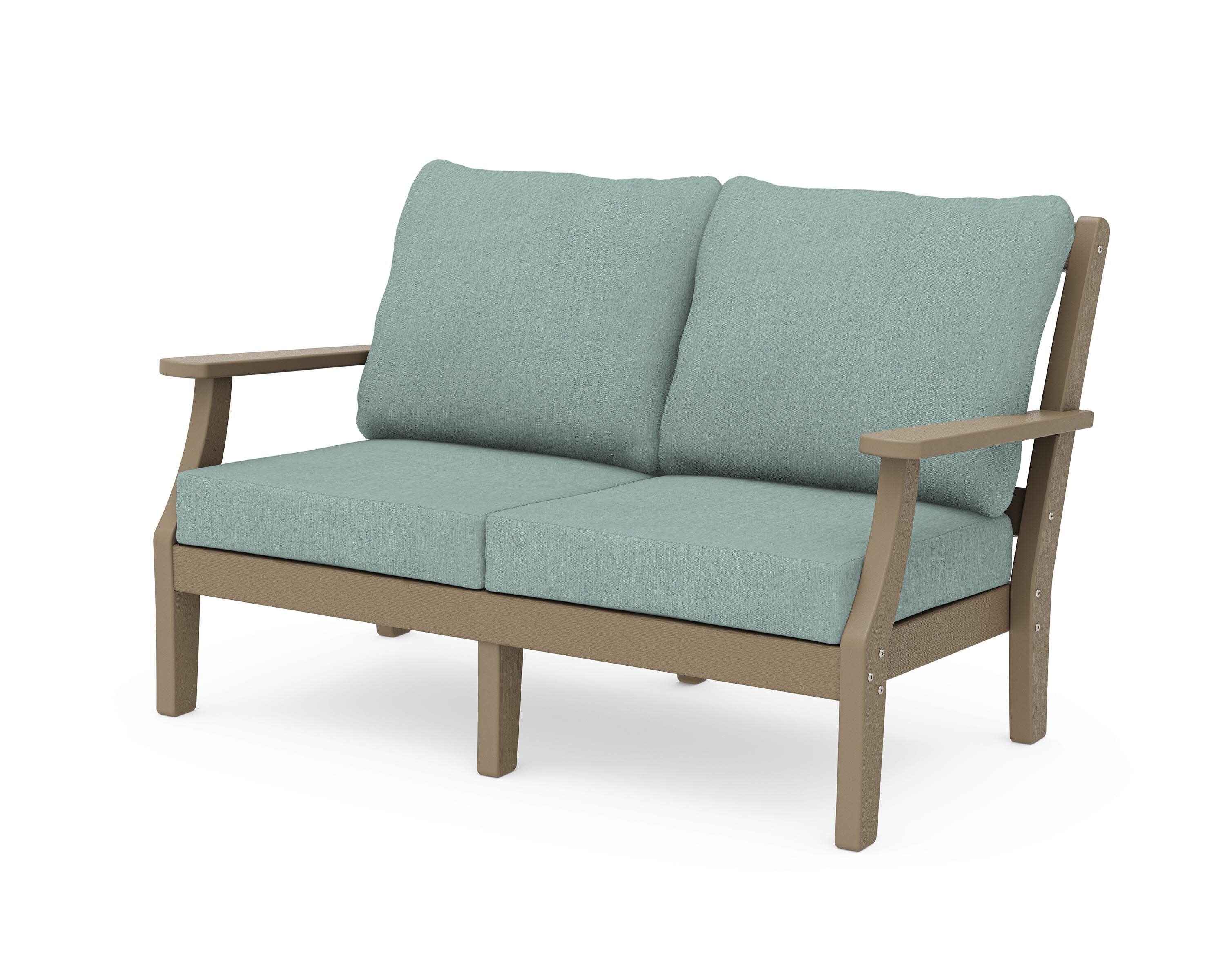 Chinoiserie Deep Seating Loveseat in Vintage Sahara / Glacier Spa