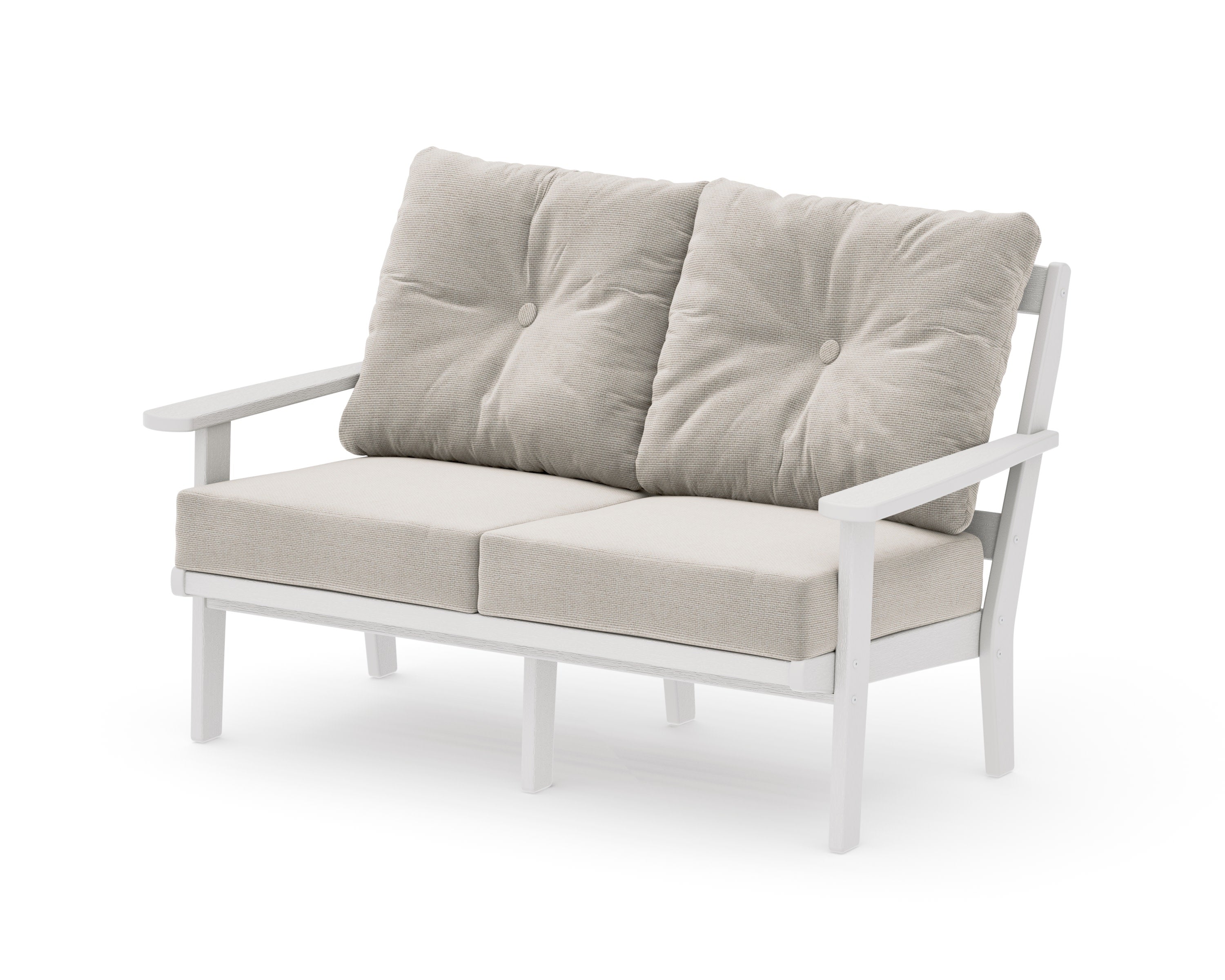 Mission Deep SeatingLoveseat in Vintage White / Dune Burlap