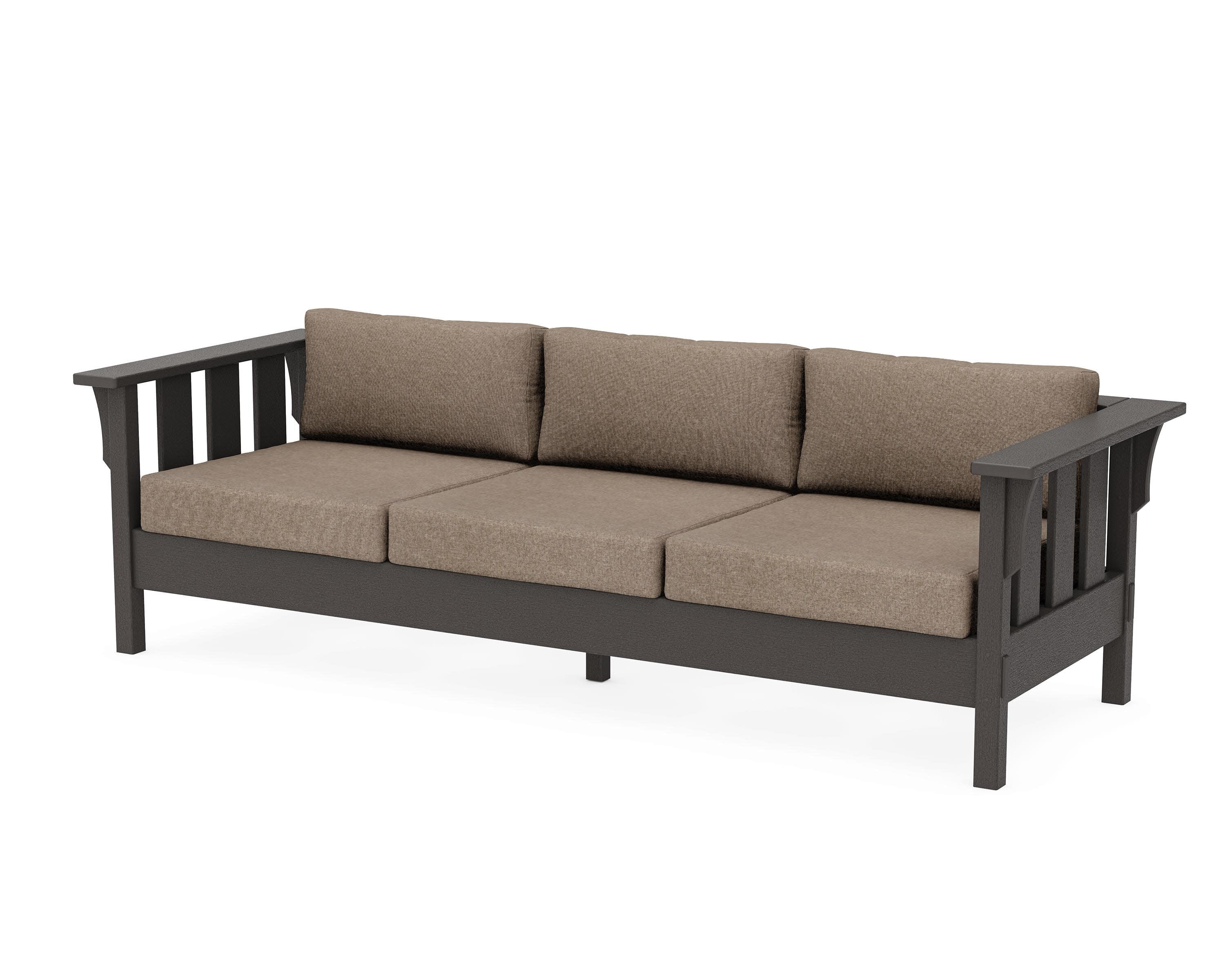 Acadia Deep Seating Sofa in Vintage Coffee / Spiced Burlap