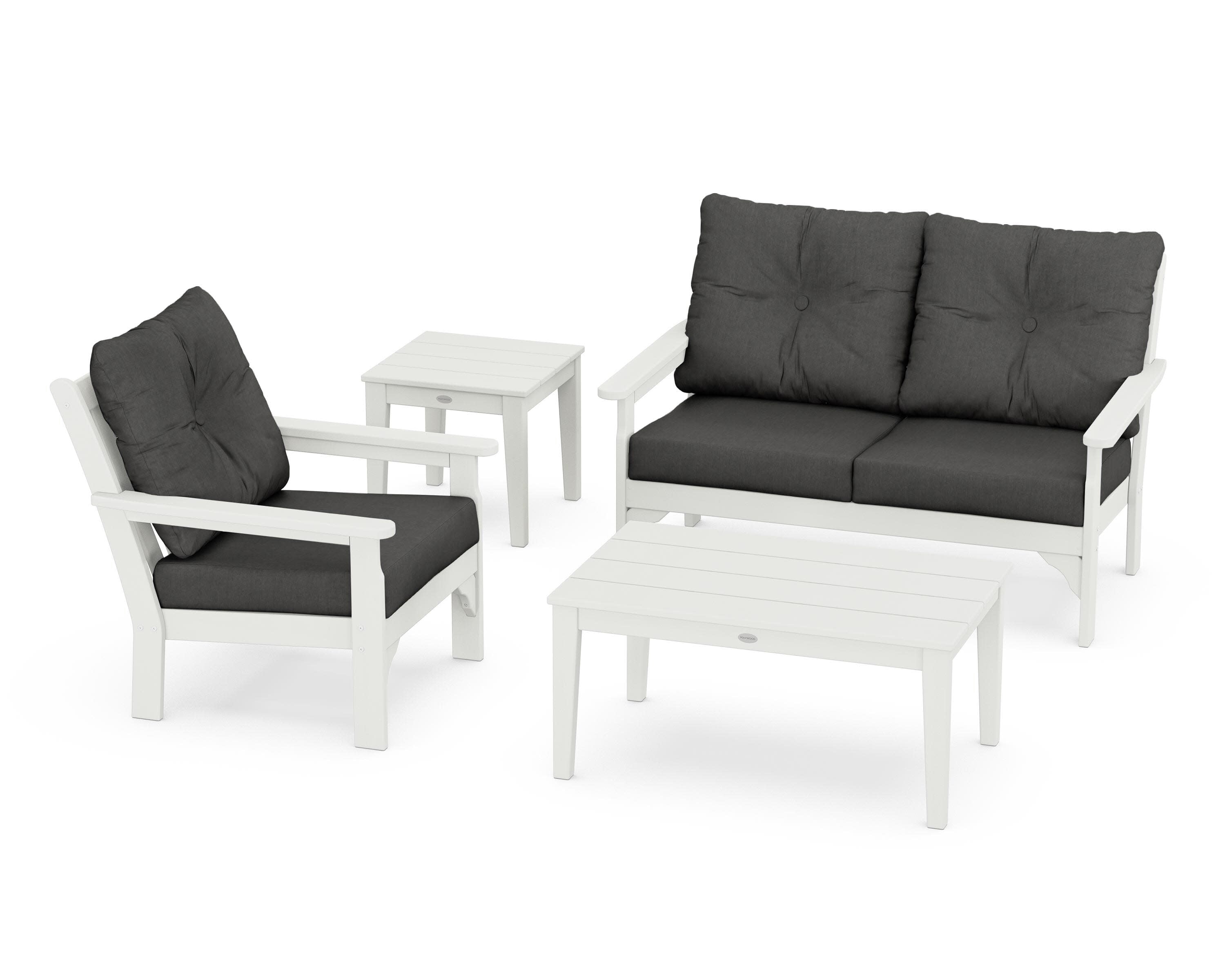 Vineyard 4-Piece Deep Seating Set in Vintage White / Spectrum Carbon
