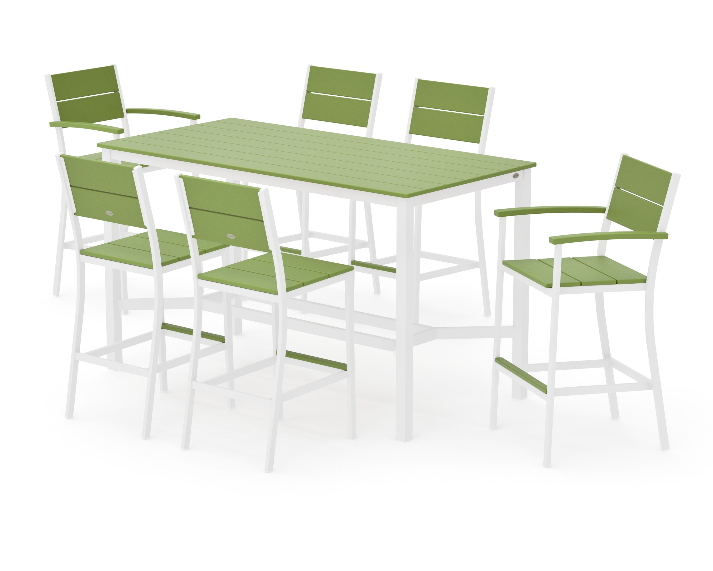 Main Street 7-Piece Bar Set in White / Lime