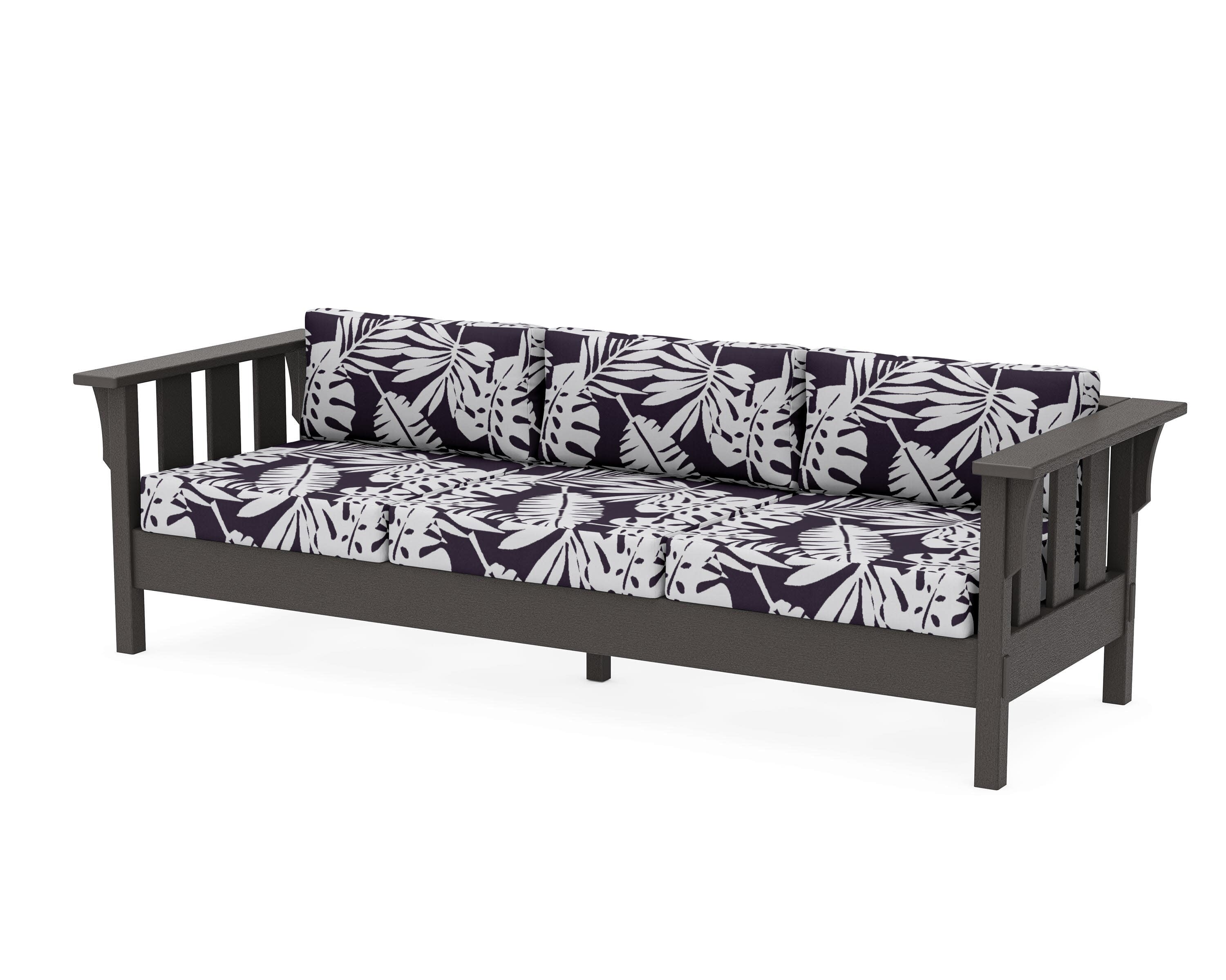 Acadia Deep Seating Sofa in Vintage Coffee / Leaf Navy