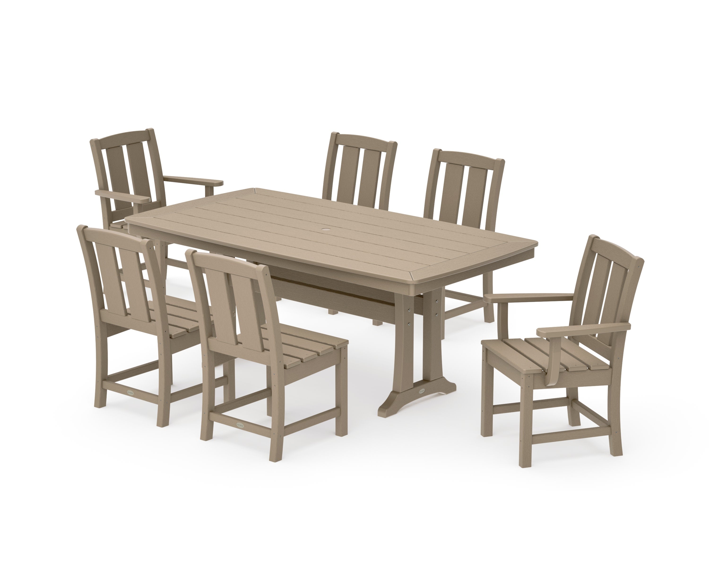 Mission 7-Piece Dining Set with Trestle Legs in Vintage Sahara
