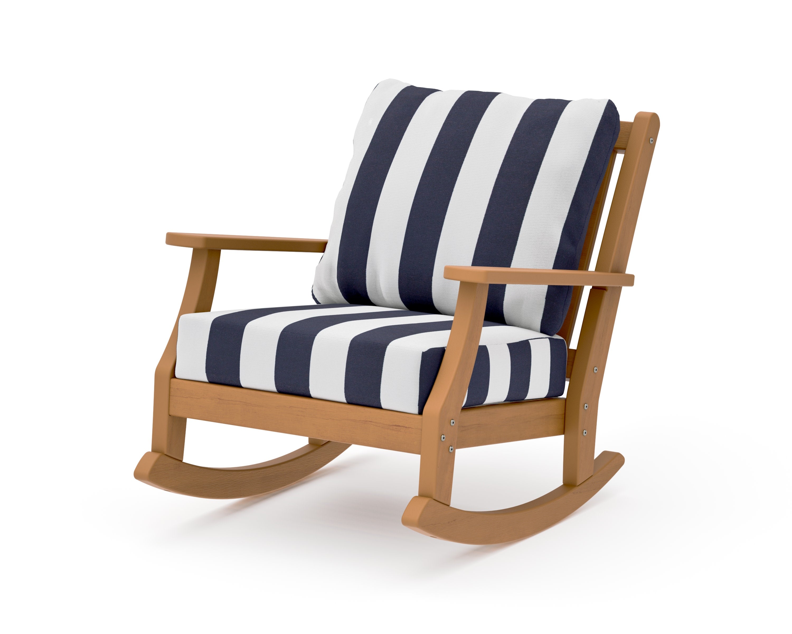 Wovendale Deep Seating Rocking Chair in Natural / Cabana Stripe Navy
