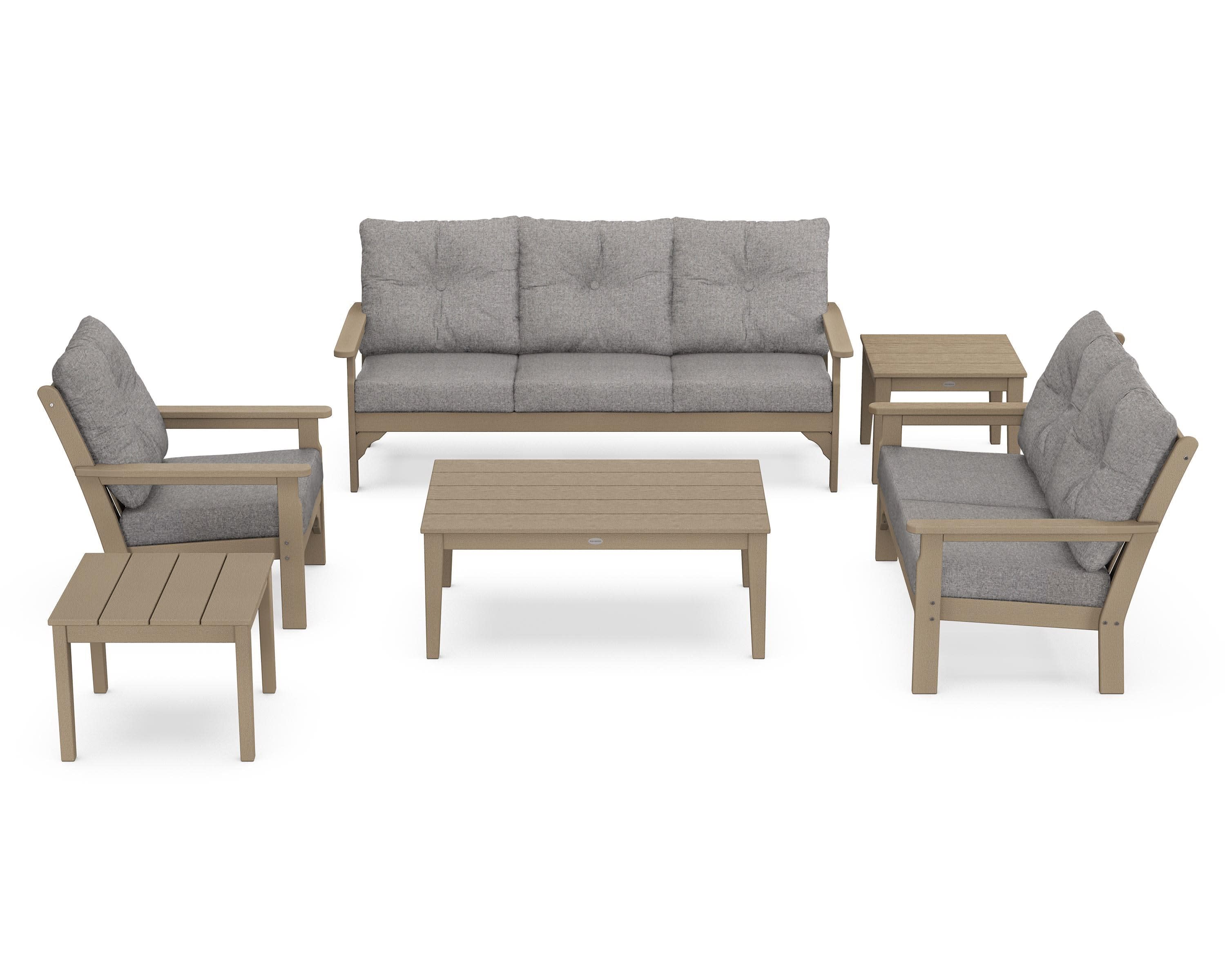 Vineyard 6-Piece Deep Seating Set in Vintage Sahara / Grey Mist