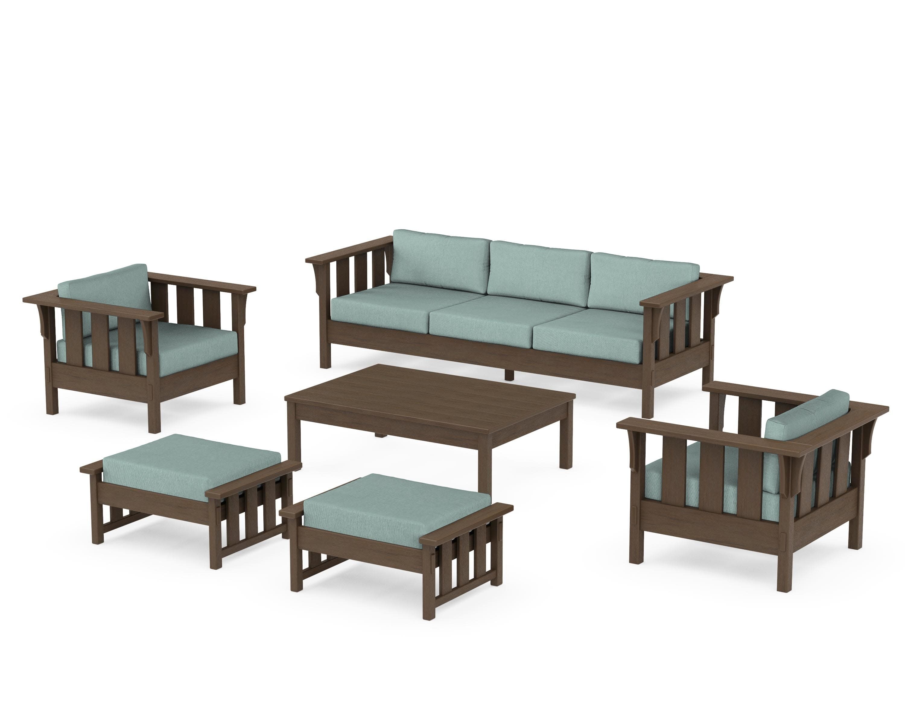 Acadia 6-Piece Lounge Sofa Set in Kona / Glacier Spa