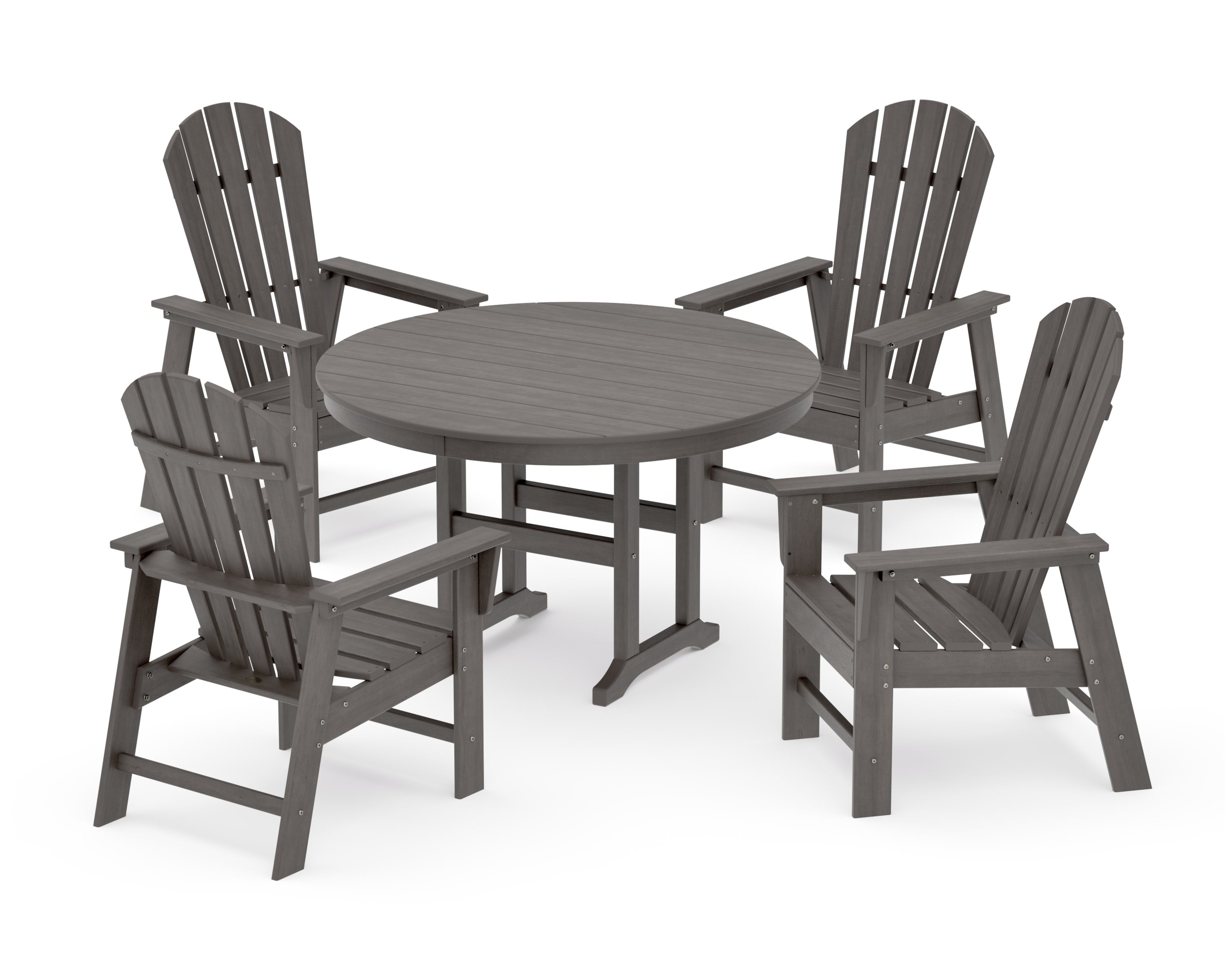 South Beach 5-Piece Round Farmhouse Dining Set in Driftwood