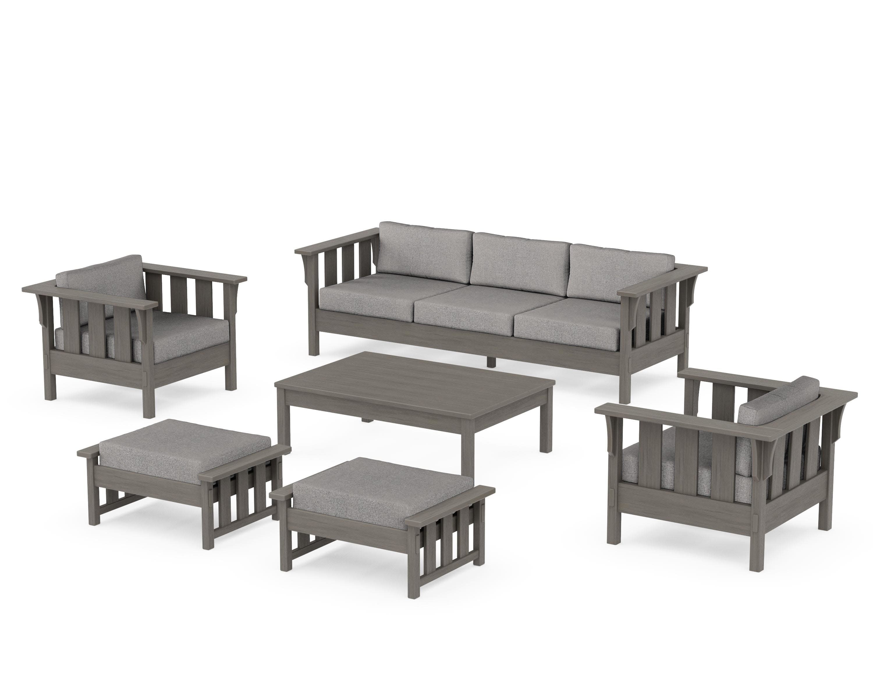 Acadia 6-Piece Lounge Sofa Set in Driftwood / Grey Mist