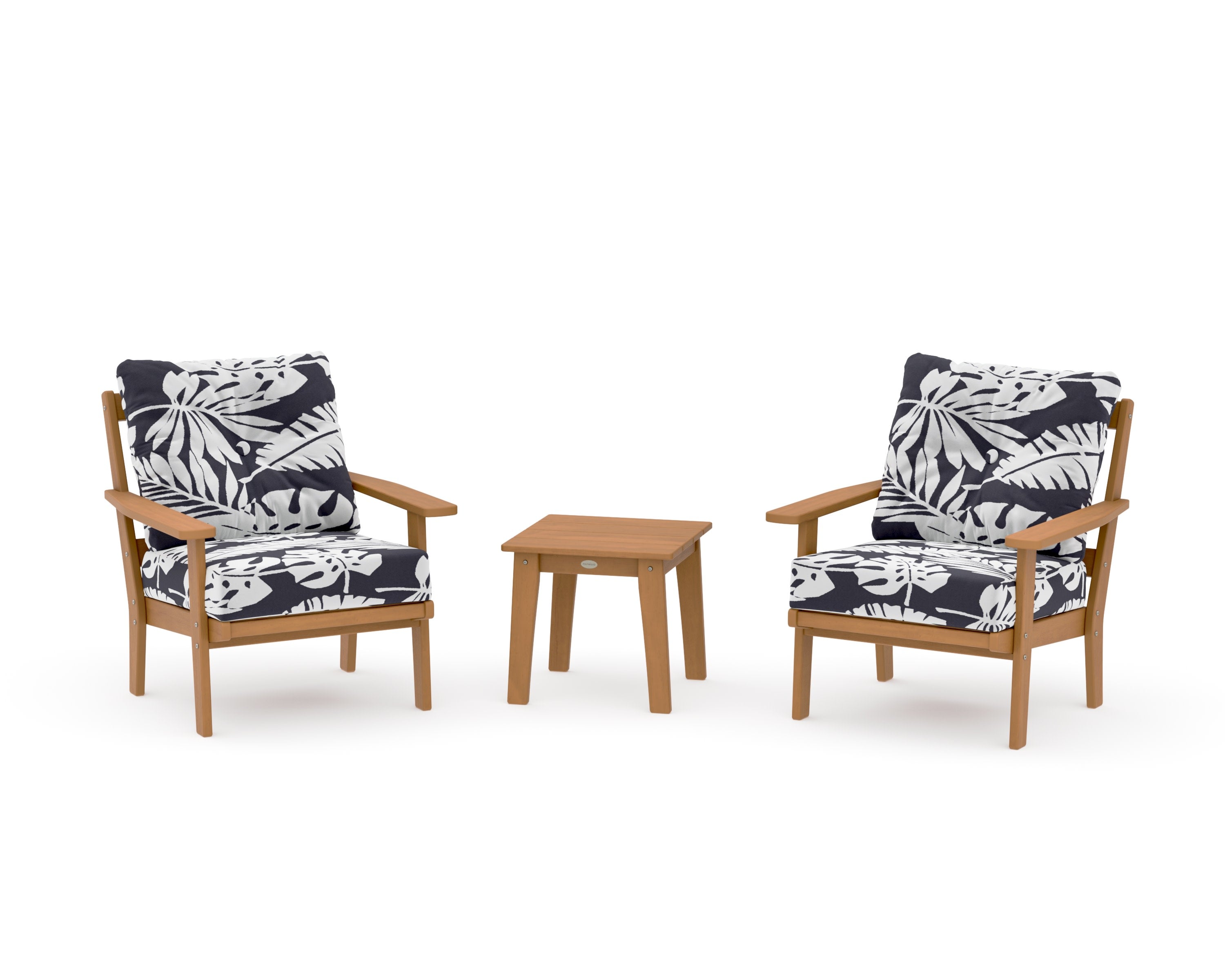 Prairie 3-Piece Deep Seating Set in Natural / Leaf Navy